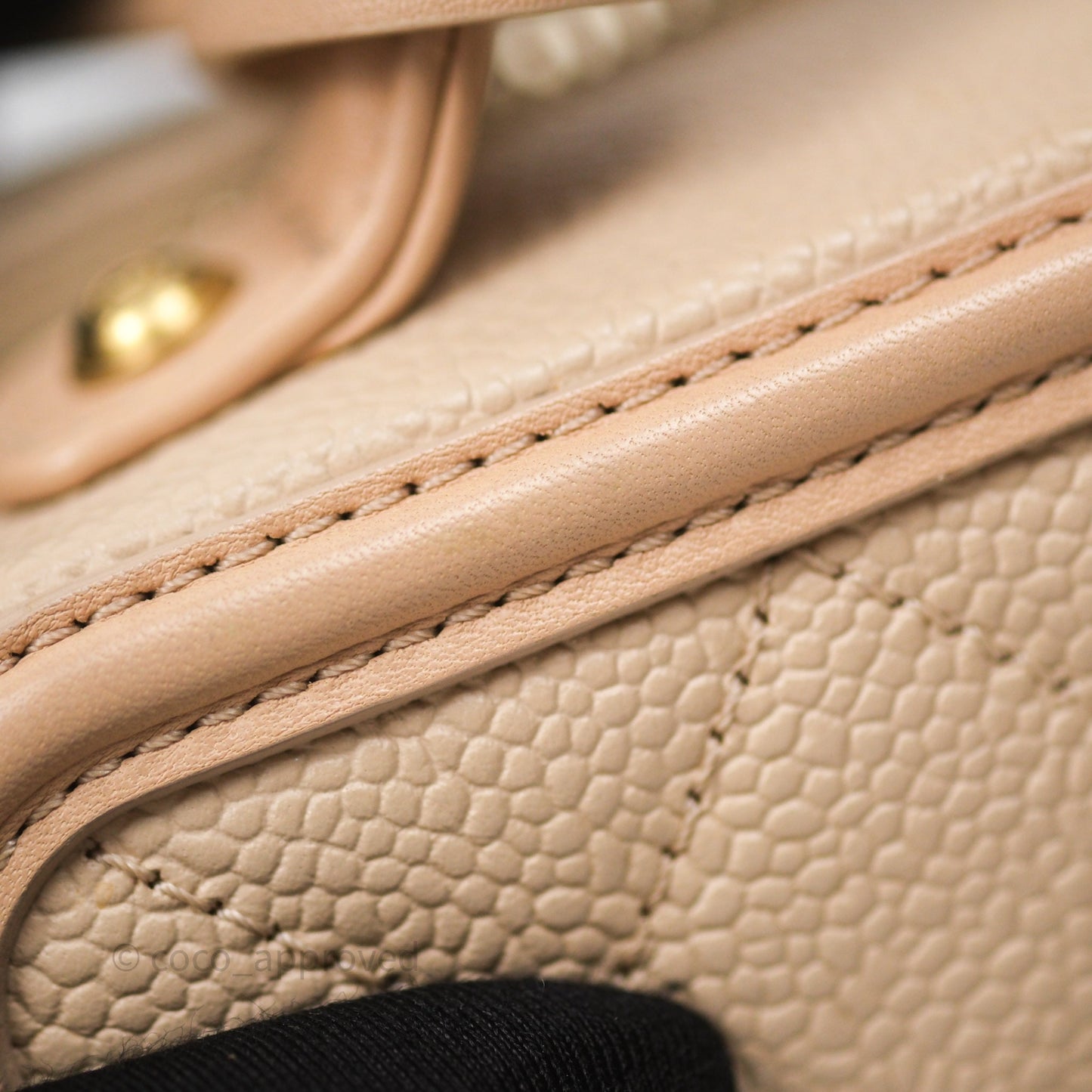 Chanel Quilted Small CC Filigree Vanity Case Beige Caviar Gold Hardware