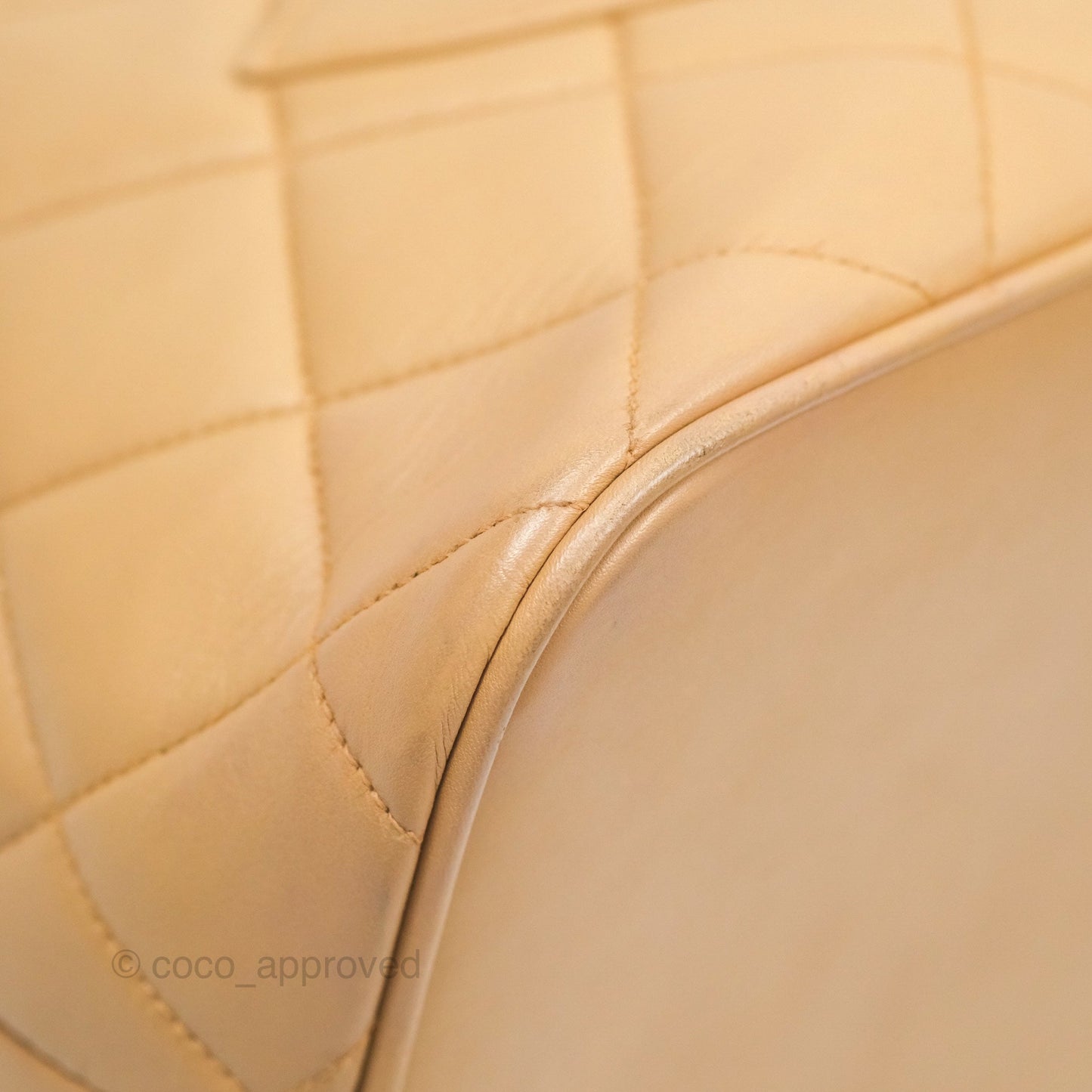 Chanel Vintage Medallion CC Beige Lambskin Tote Bag Gold Hardware