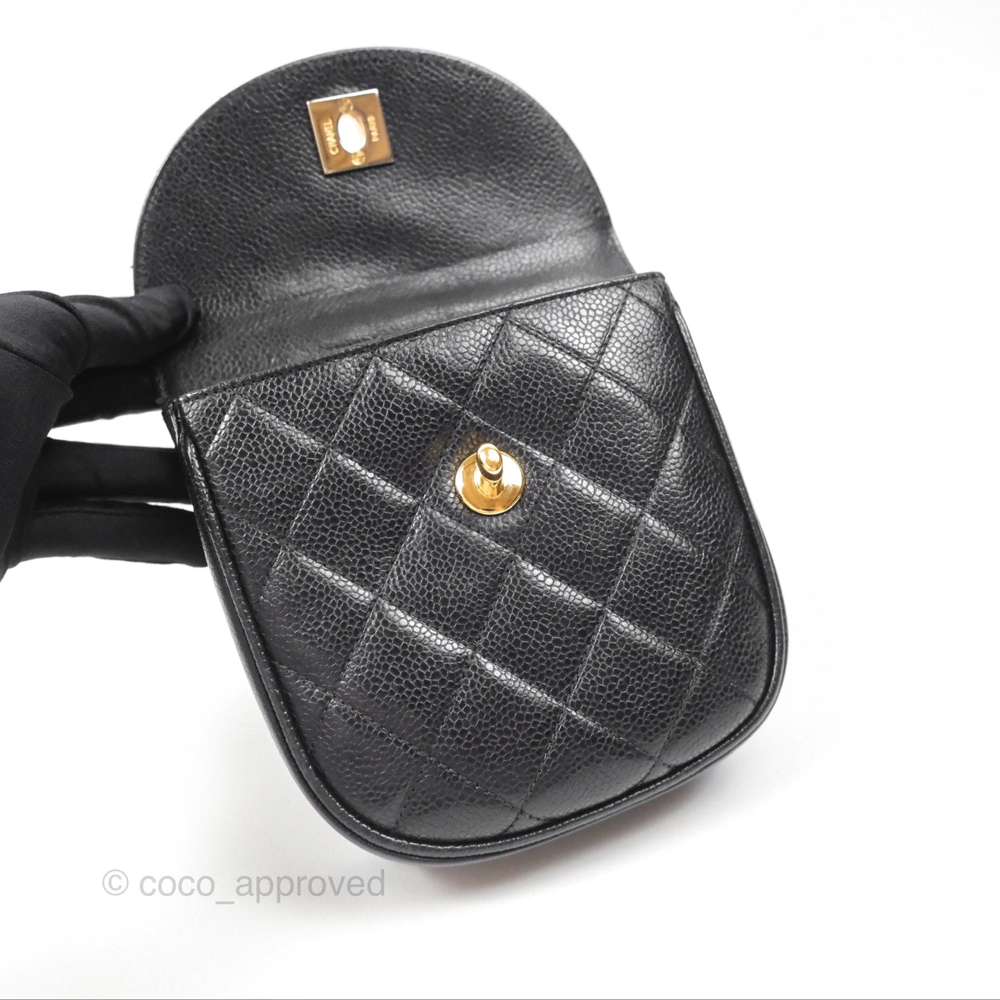 Chanel Vintage Belt Bag Black Caviar 24K Gold Hardware