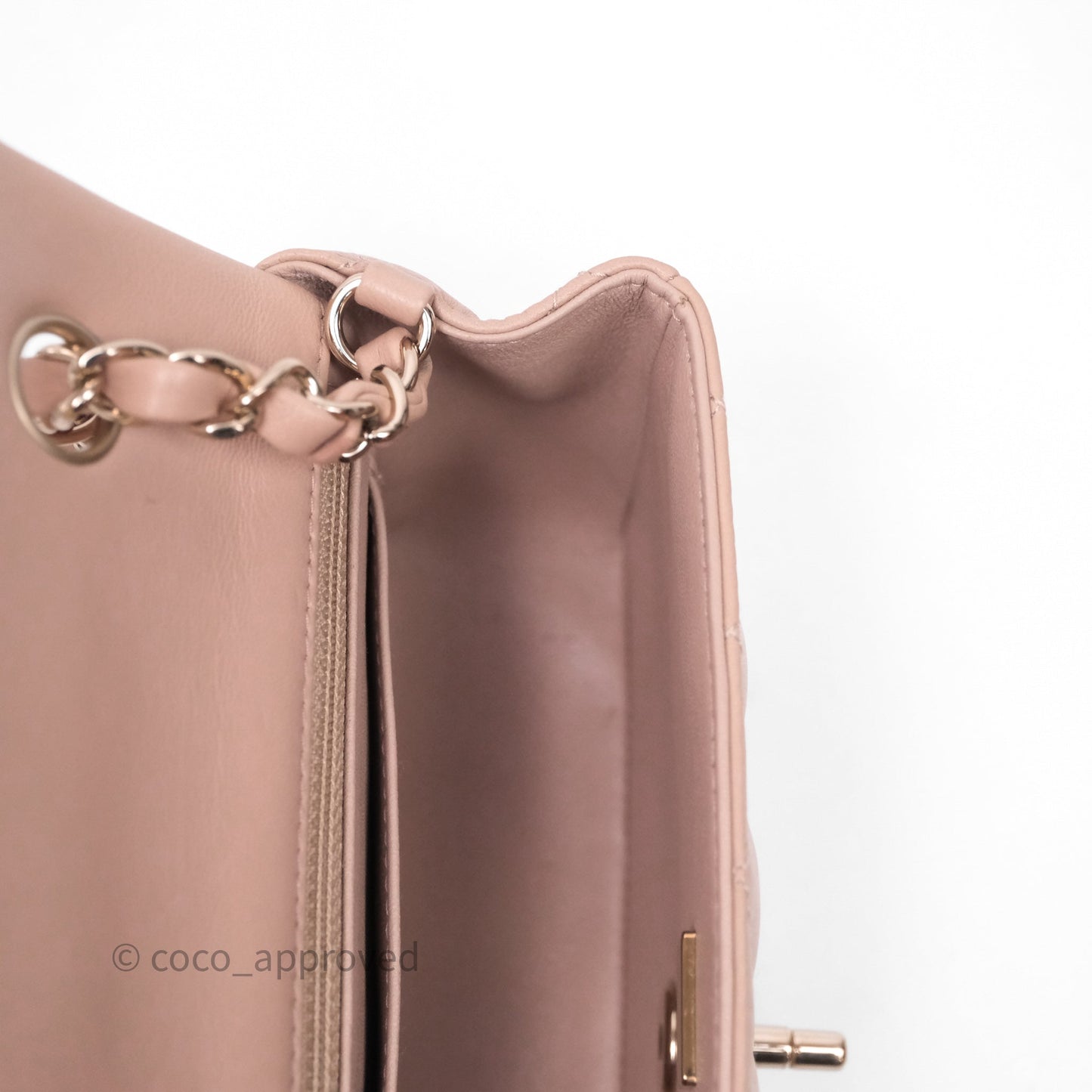 Chanel Mini Rectangular Quilted Beige Lambskin Gold Hardware
