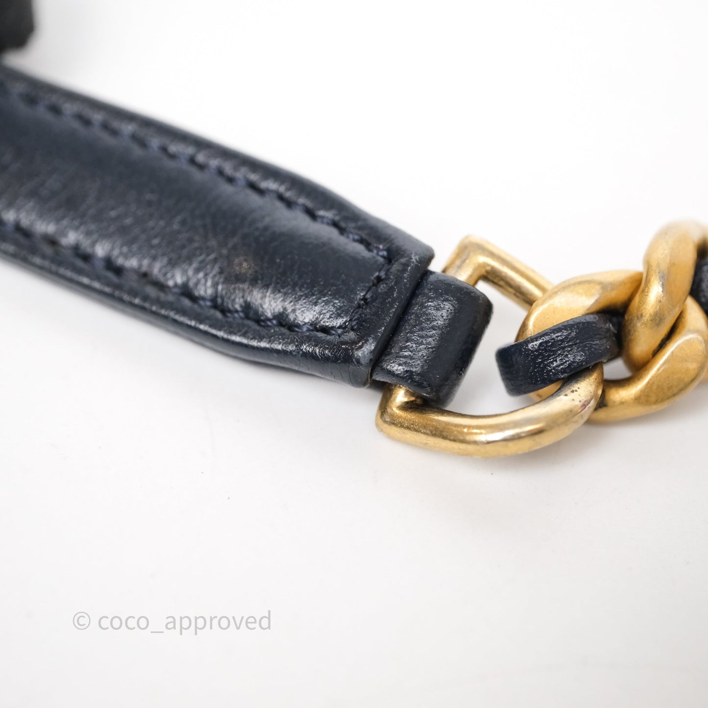 Chanel Quilted Entwined Chain Bag Navy Lambskin Aged Gold Hardware 21P