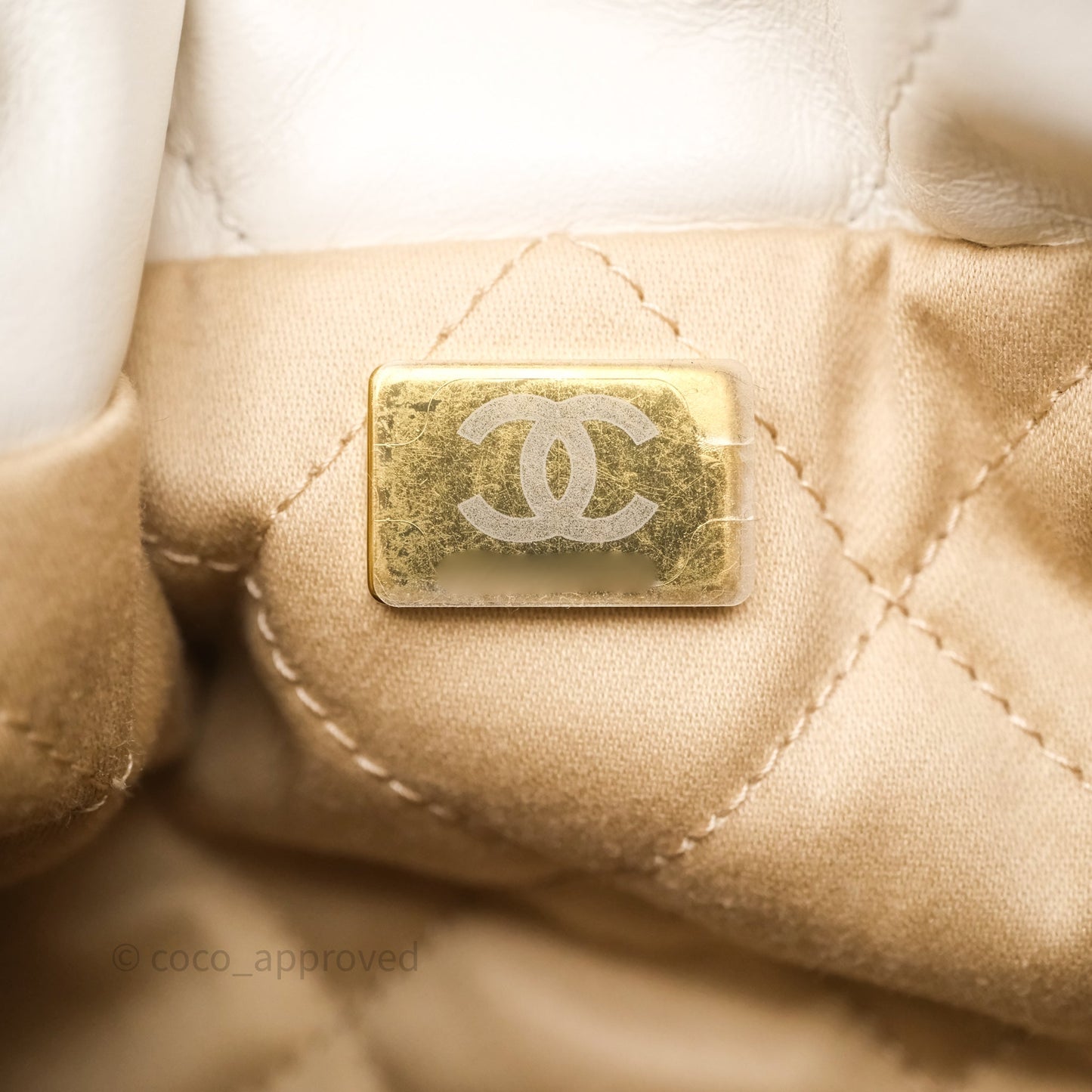 Chanel 22 Mini Bag White Calfskin Aged Gold Hardware