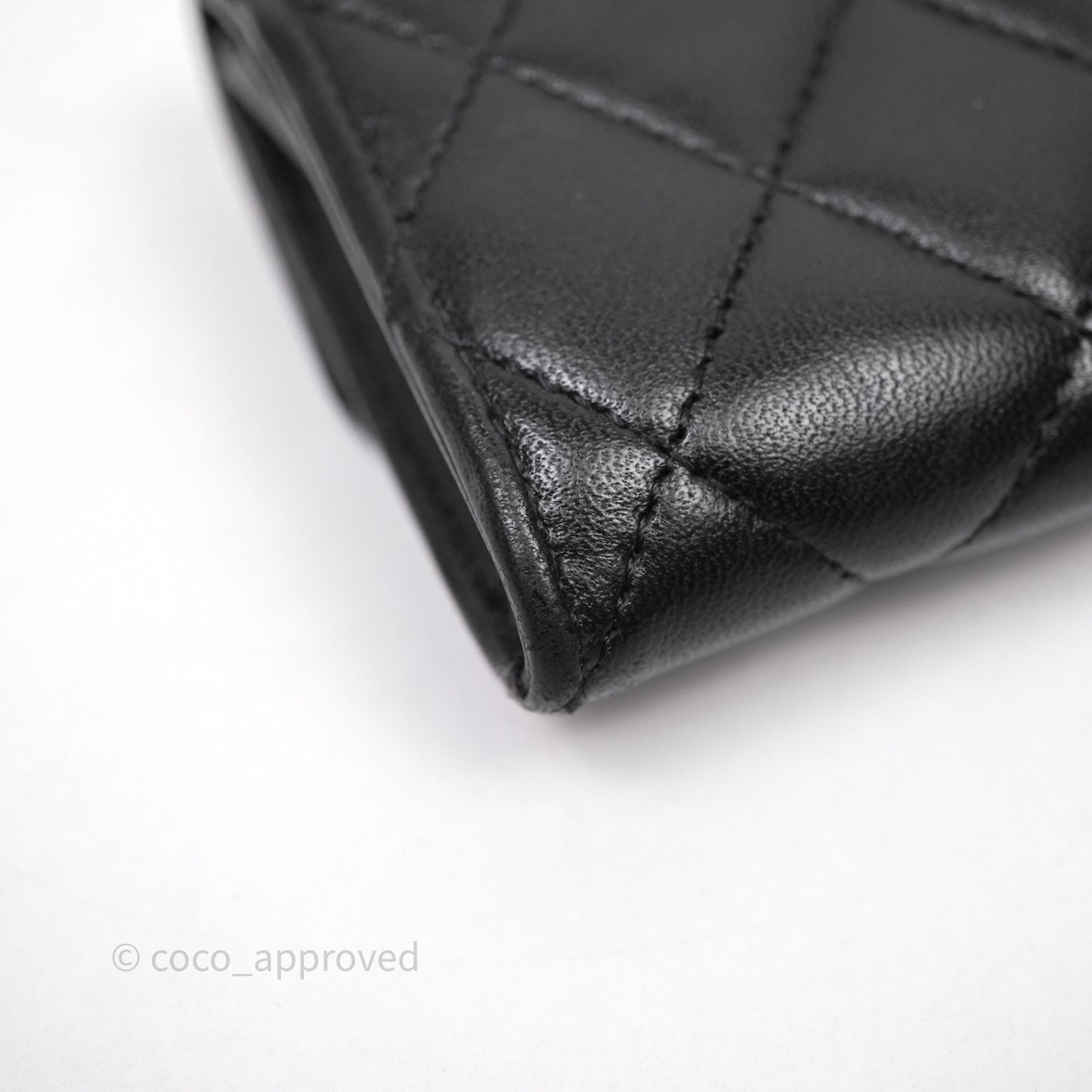 Chanel Quilted Flap Card Holder Black Lambskin Gold Hardware