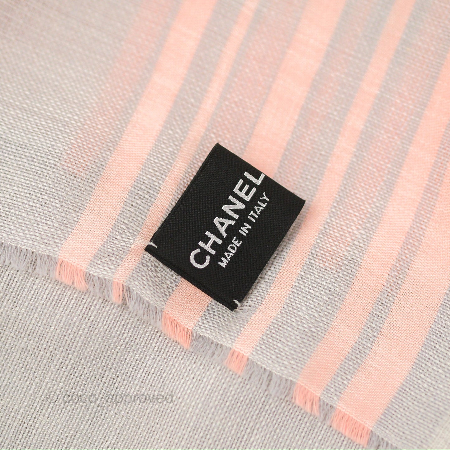 Chanel Silk Cashmere Scarf Cream /Light Grey /Pink