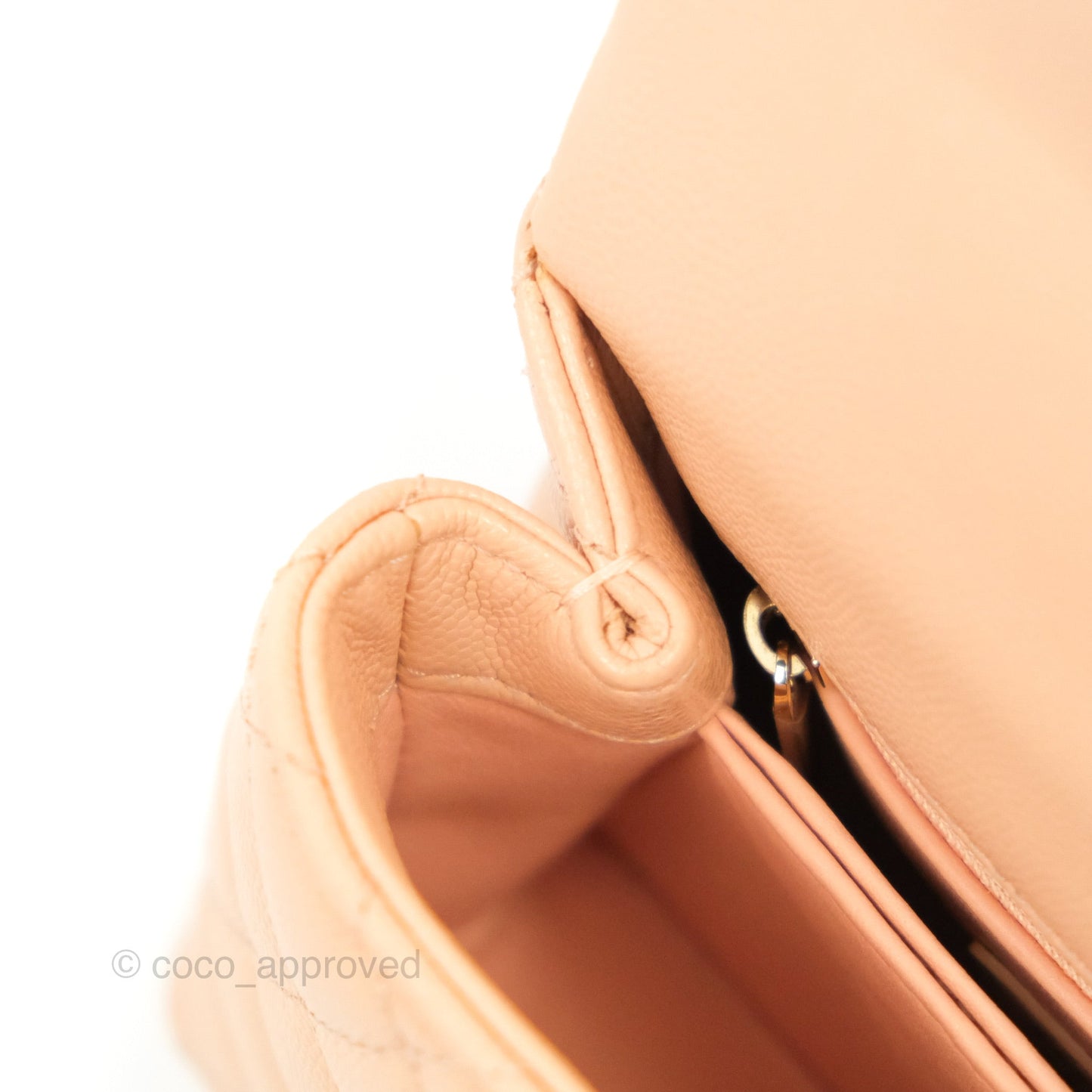 Chanel Mini Coco Handle Quilted Beige Pink Caviar Gold Hardware