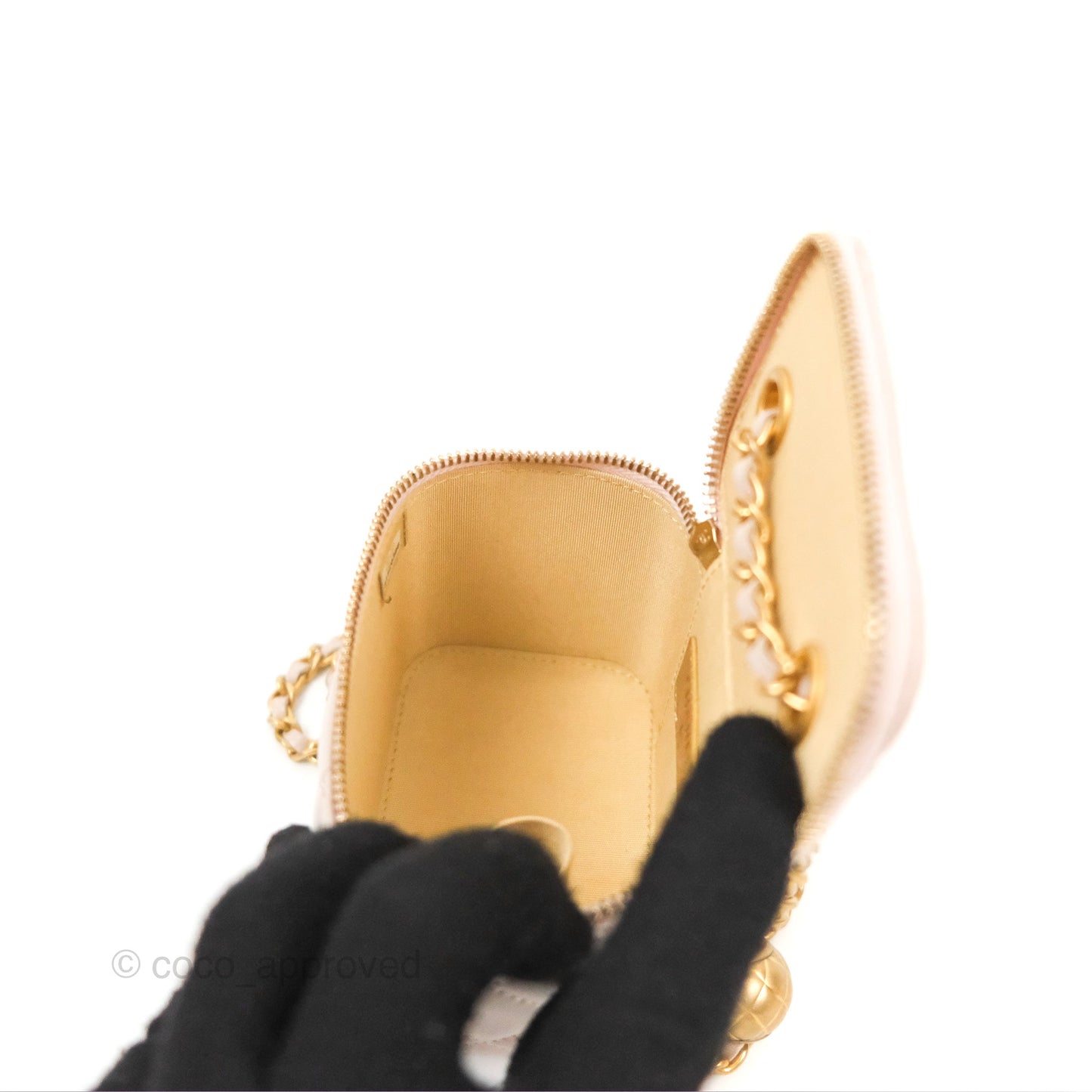Chanel Classic Pearl Crush Mini Vanity With Chain Lilac Pink Lambskin Aged Gold Hardware