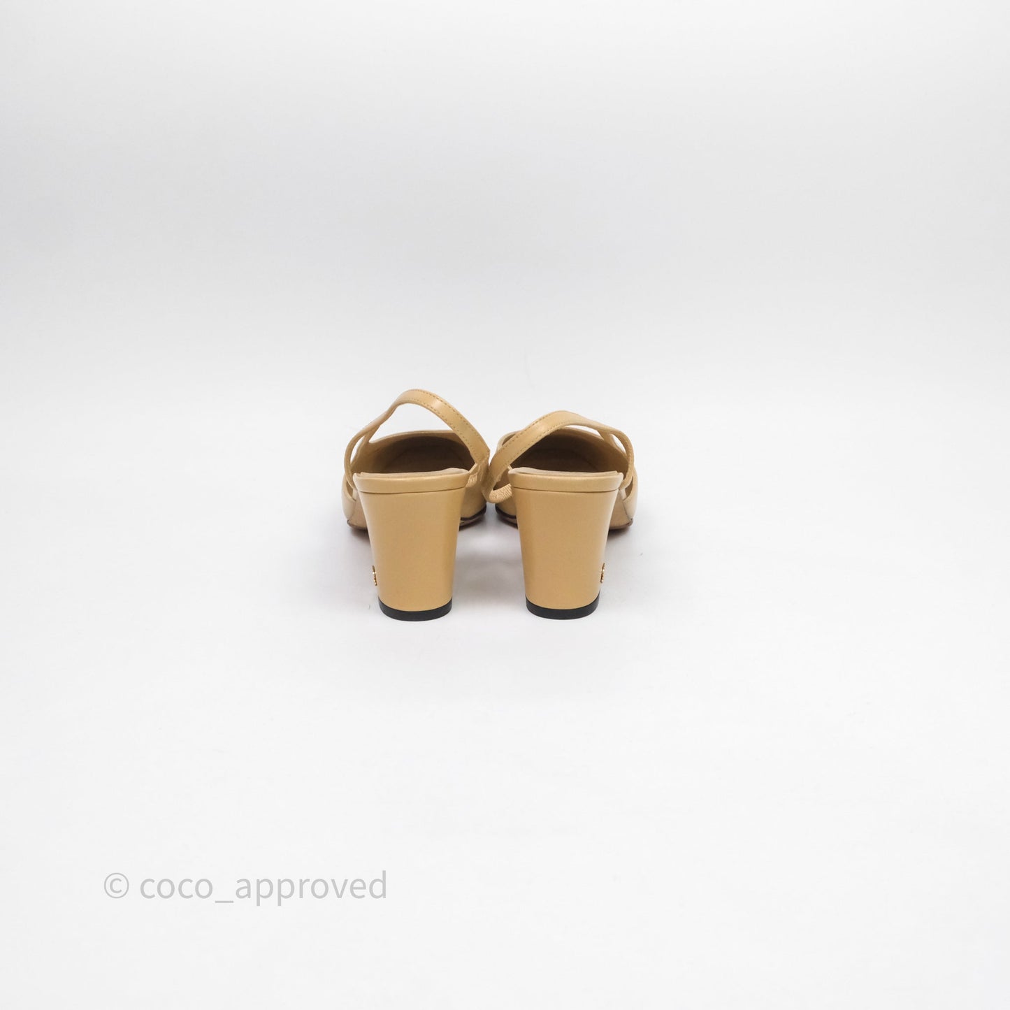Chanel Classic Slingback Beige Black Leather Size 37