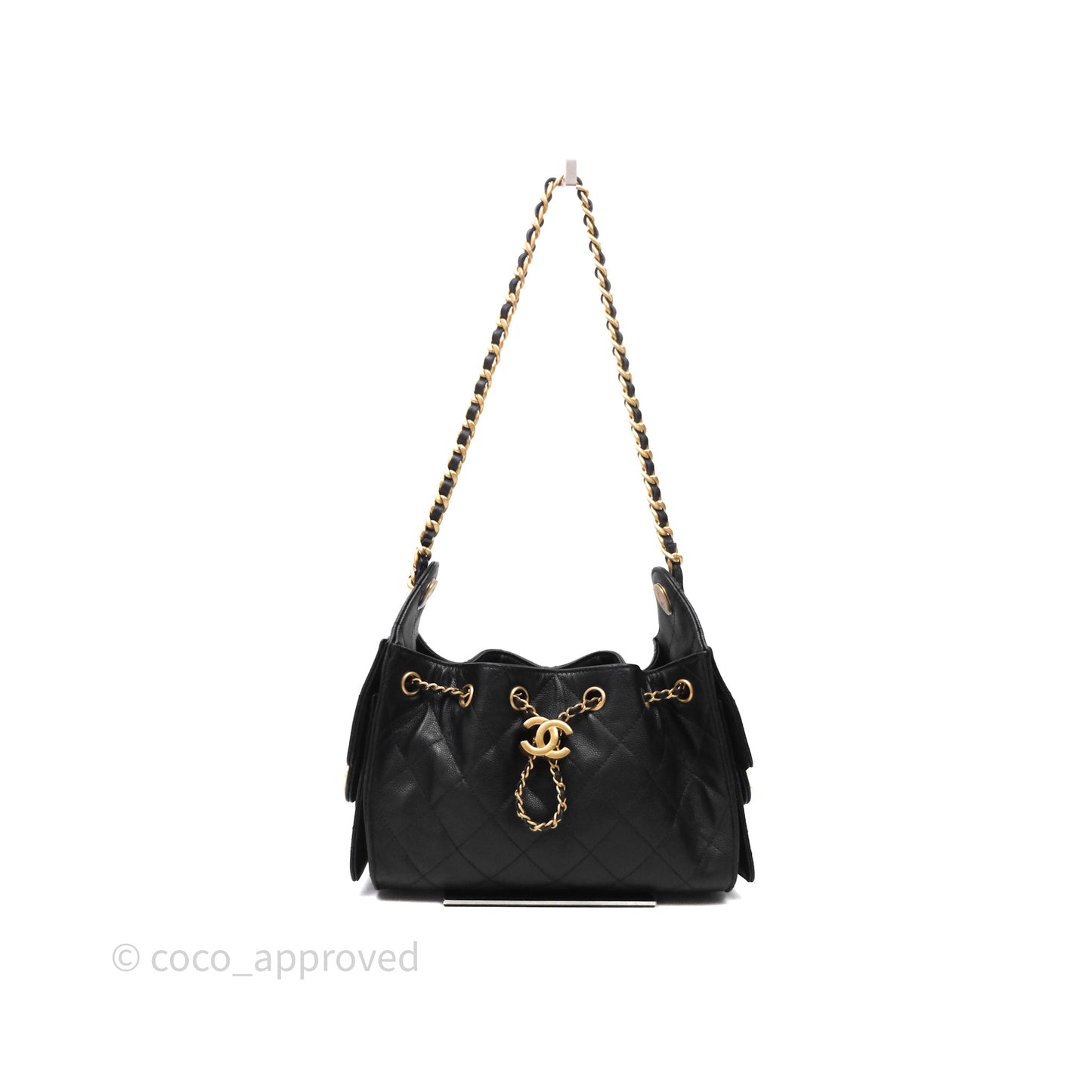 Chanel 25 Mini Black Caviar Aged Gold Hardware