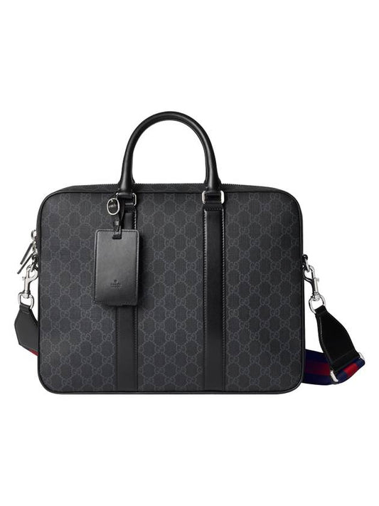 Luxury Gucci Trending 2025 GG Web Strap Brief Case Black