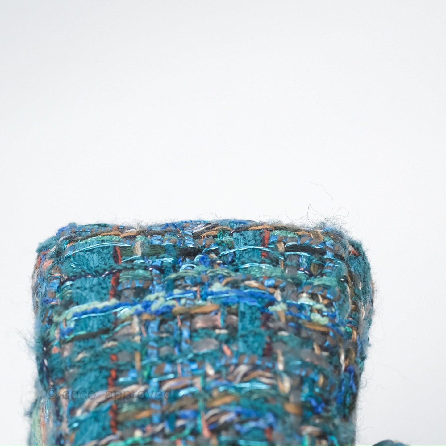 Chanel Mini Rectangular Flap Teal Tweed Gold Hardware
