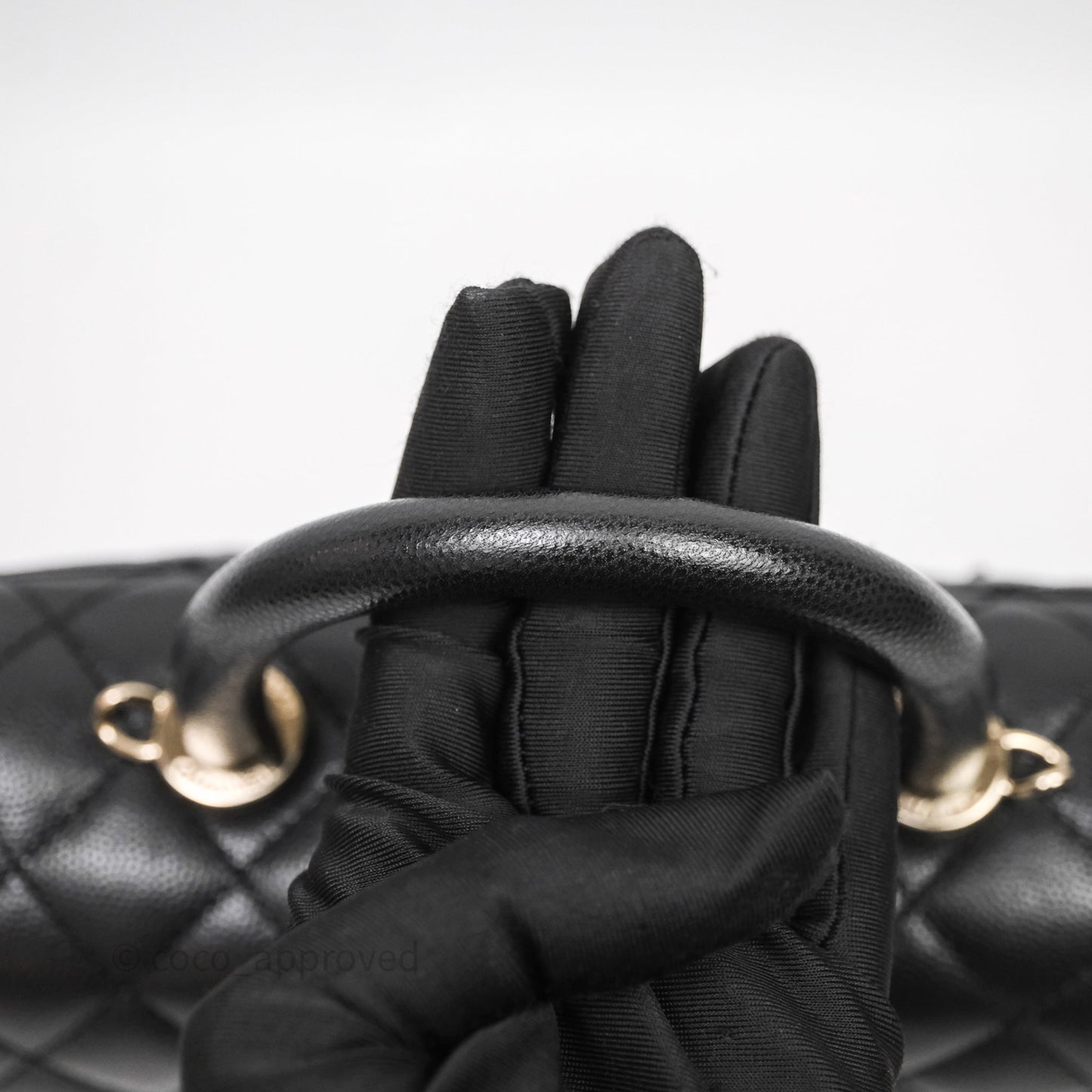 Chanel Small Quilted Coco Handle Black Caviar Gold Hardware