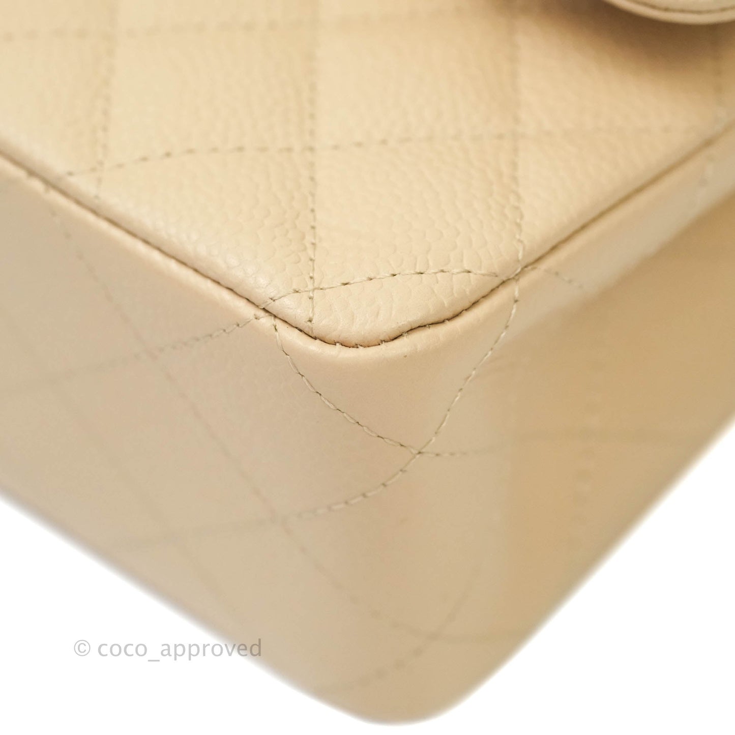 Chanel M/L Medium Double Flap Bag Beige Caviar Gold Hardware