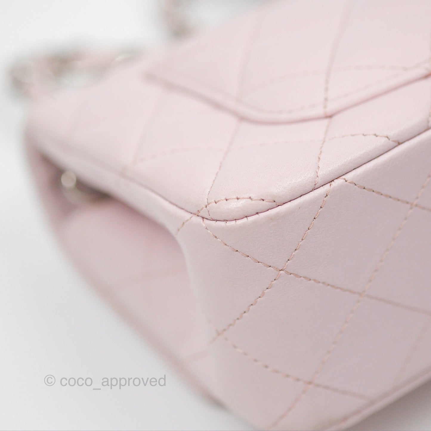 Chanel Quilted Mini Rectangular Light Pink Lambskin Silver Hardware