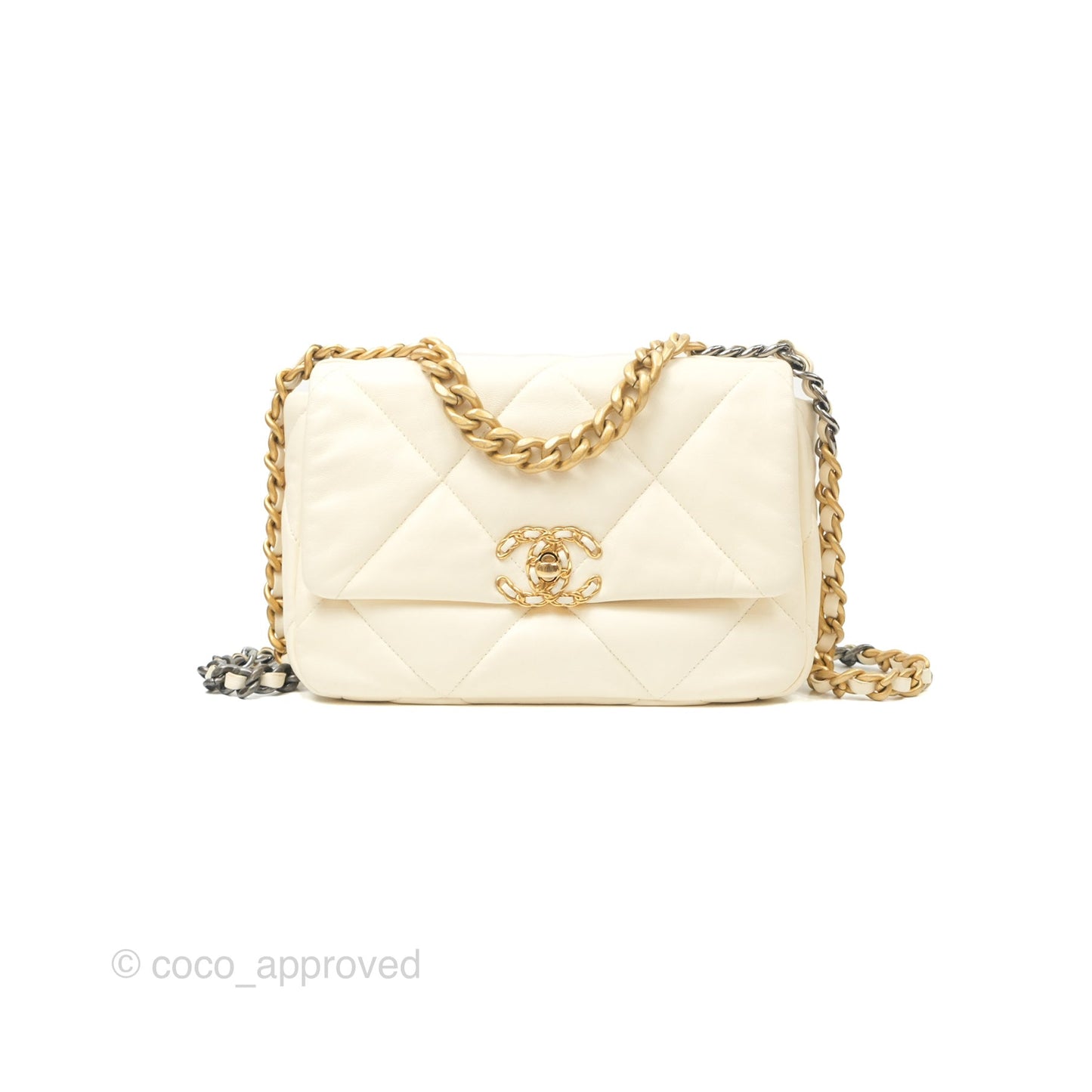 Chanel 19 Small Ivory Cream Mixed Hardware
