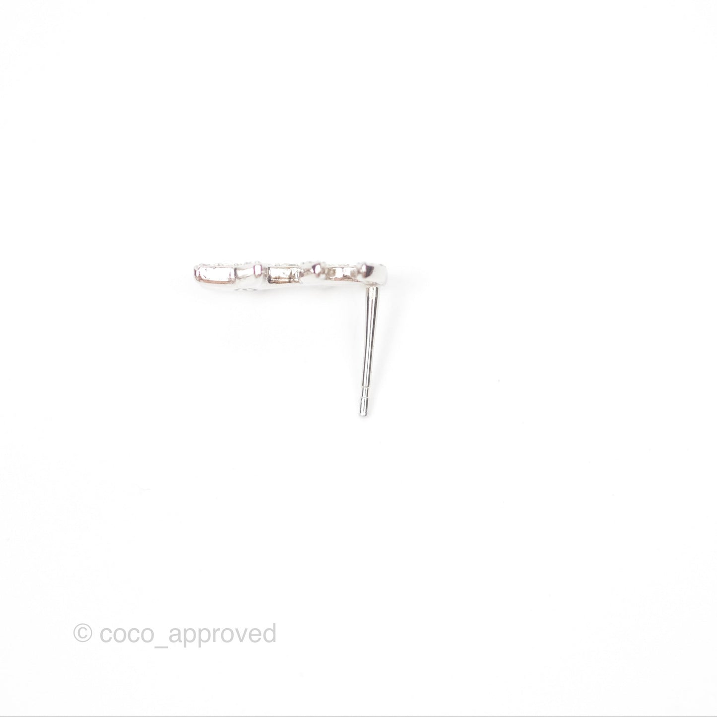 Chanel Crystal CC Star Earrings Silver Tone 20P