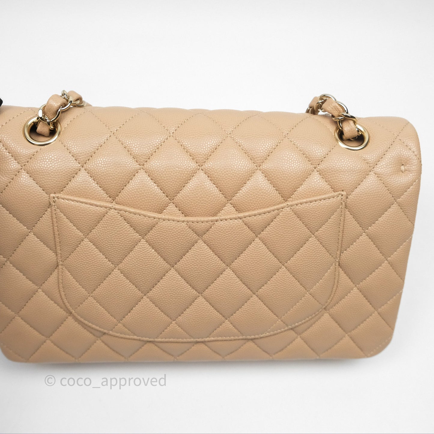 Chanel Classic M/L Medium Double Flap Dark Beige Caviar Gold Hardware 19B