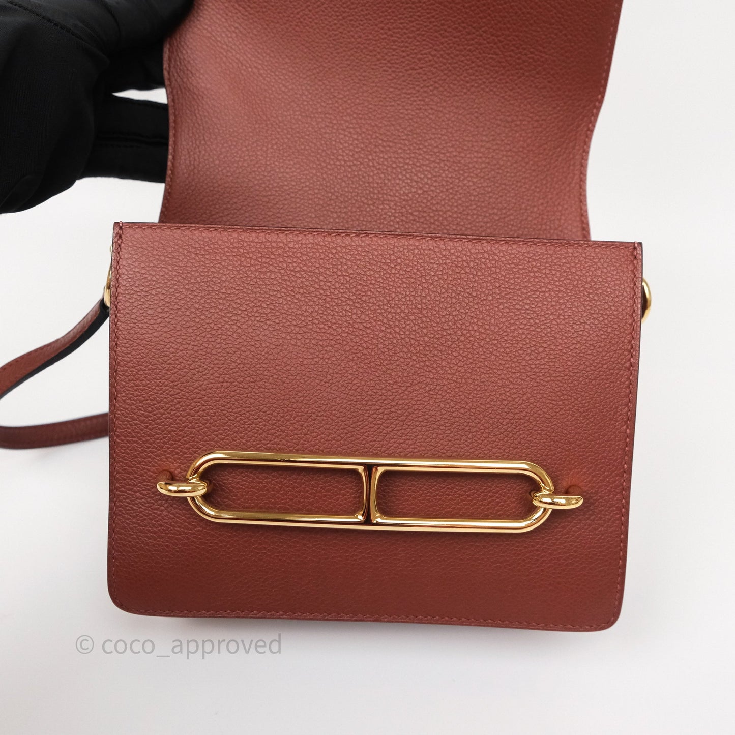 Hermès Mini Roulis Rouge H 55 Evercolor Gold Hardware