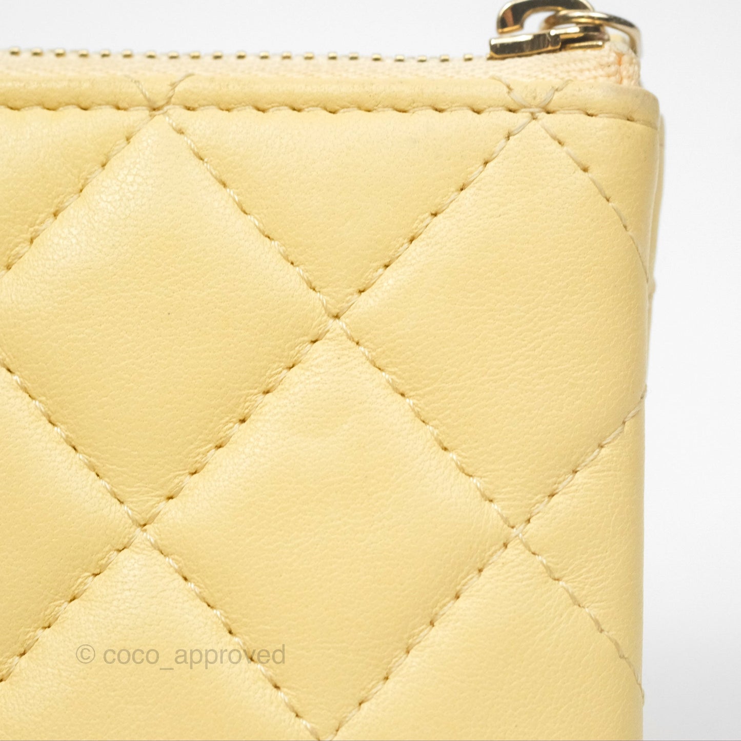 Chanel Quilted Mini O Case Yellow Lambskin Gold Hardware