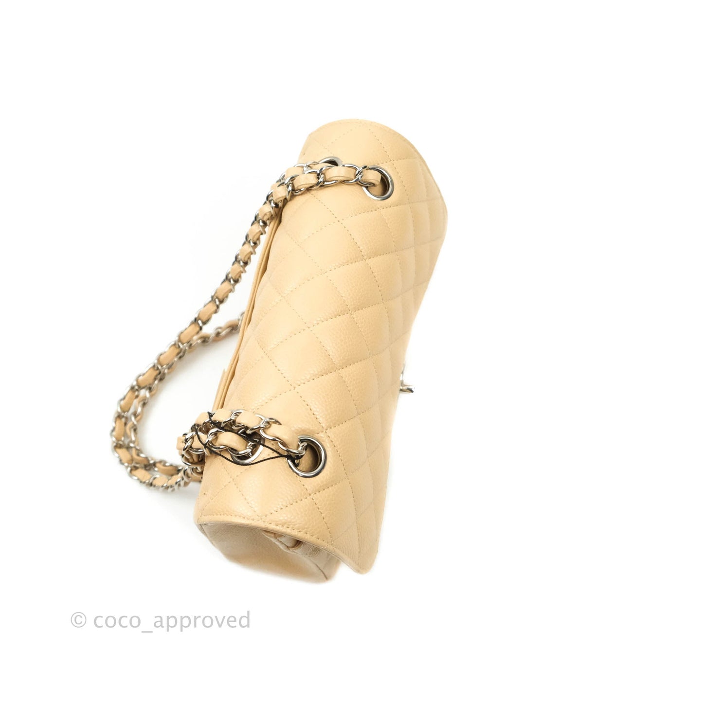 Chanel Classic Small S/M Flap Beige Caviar Silver Hardware