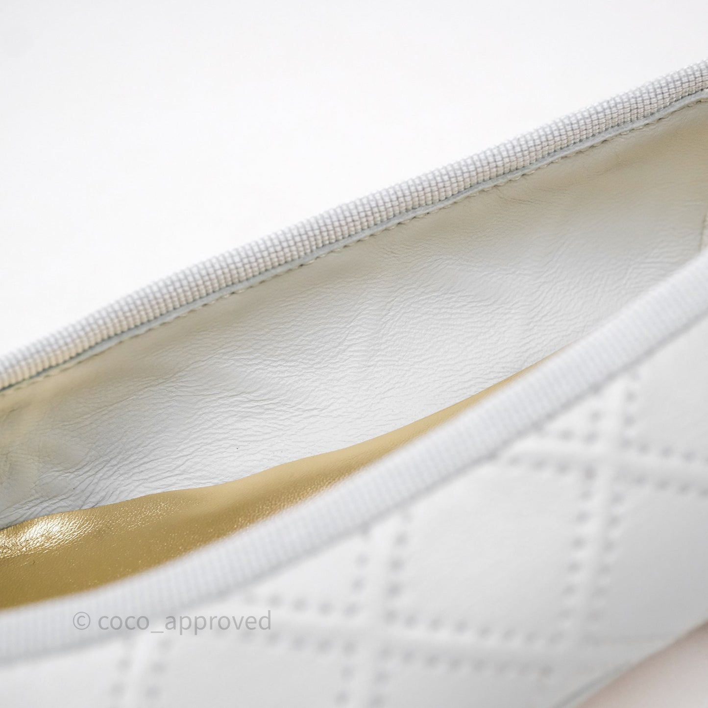 Chanel CC Quilted Light Grey Ballerina Flats Size 36.5
