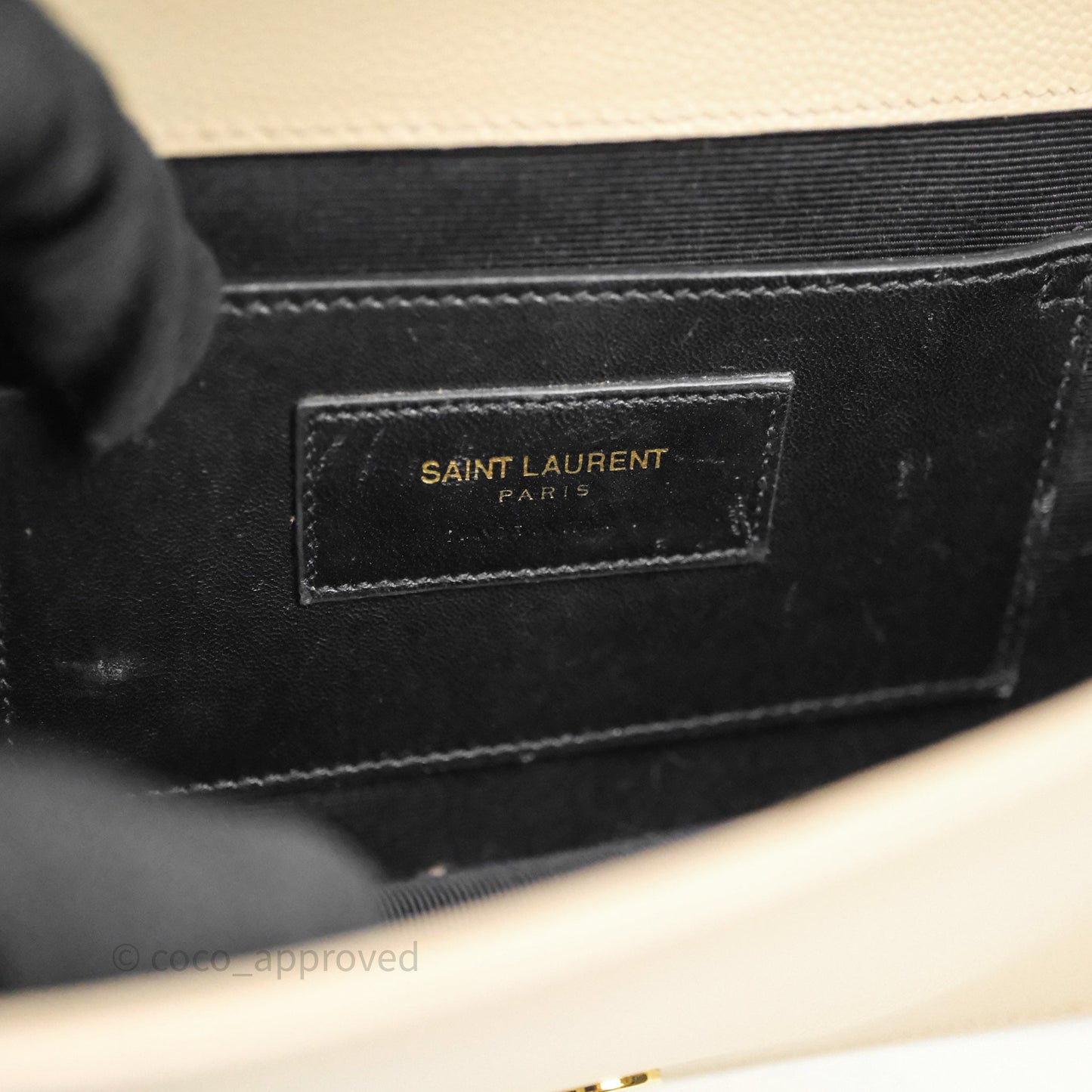Saint Laurent Kate Clutch Monogram Beige Grain De Poudre Gold Hardware