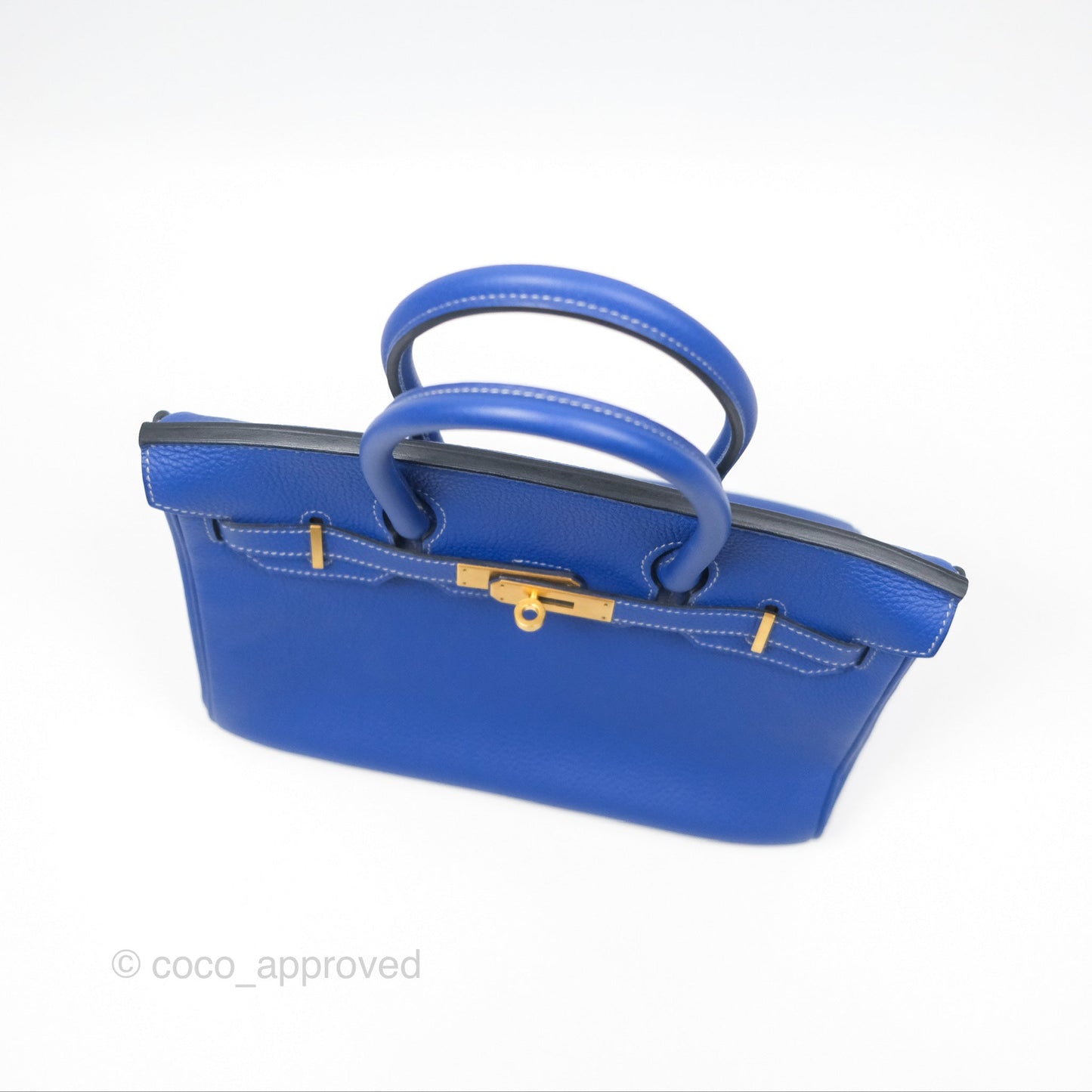 Hermès Birkin 30 Retourne HSS Blue Gris Clemence Brushed Gold Hardware