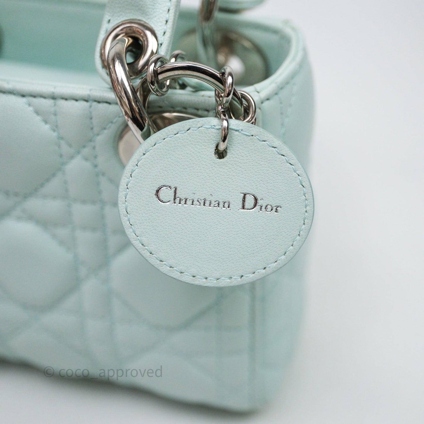 Christian Dior Mirco Lady Dior Cannage Calfskin Light Green Matte