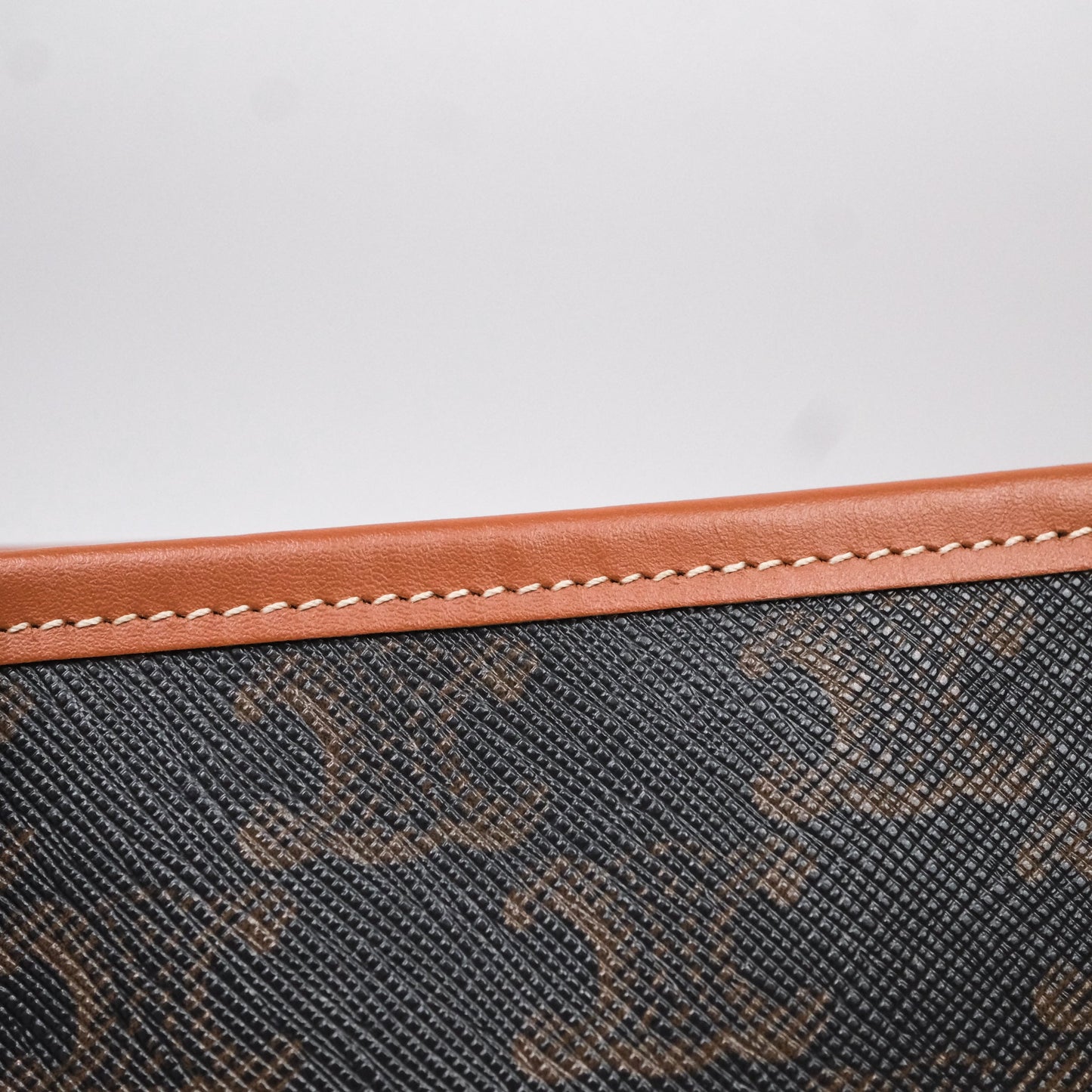 Celine Small Bucket Triomphe Canvas Tan Calfskin