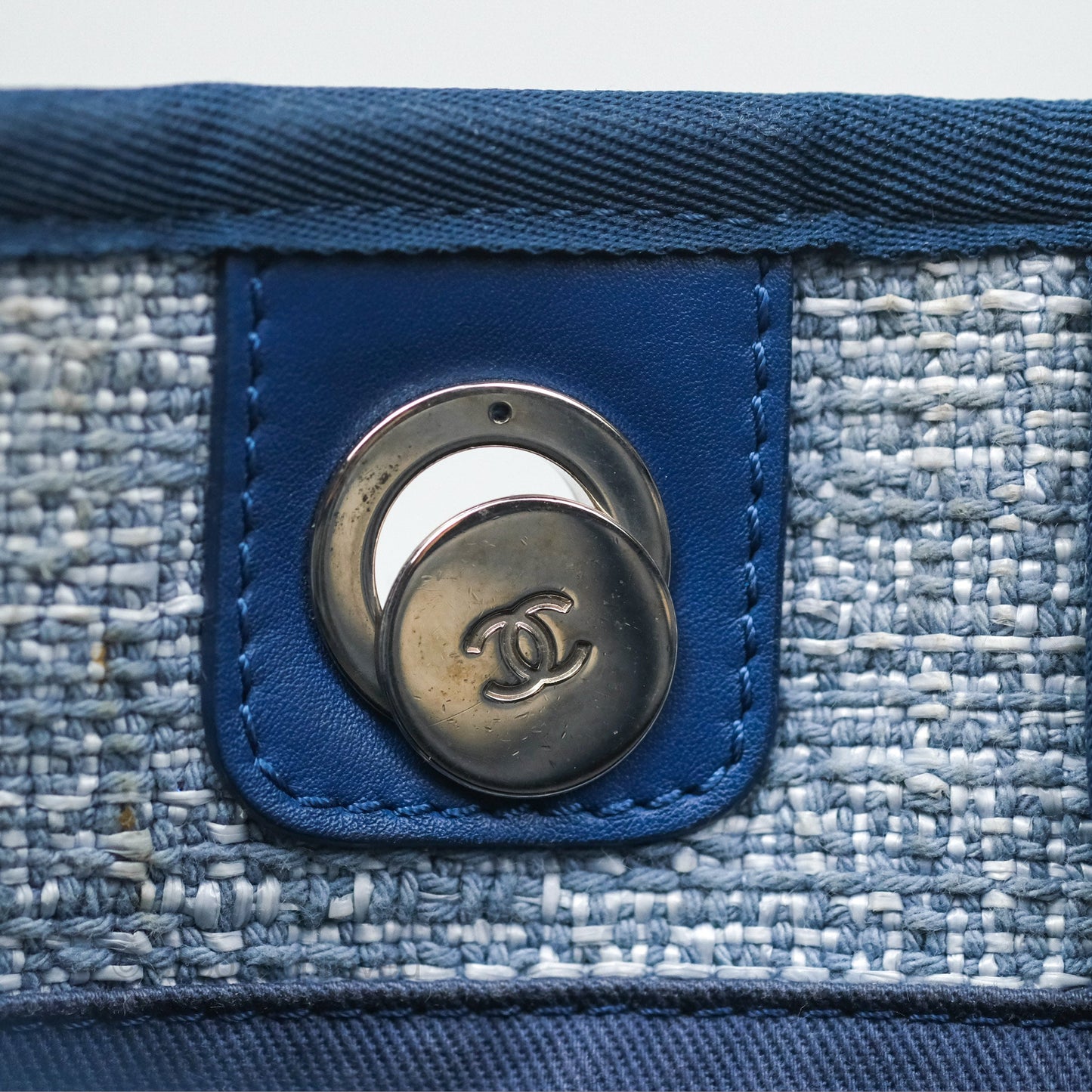 Chanel Medium Deauville Tote Blue Canvas