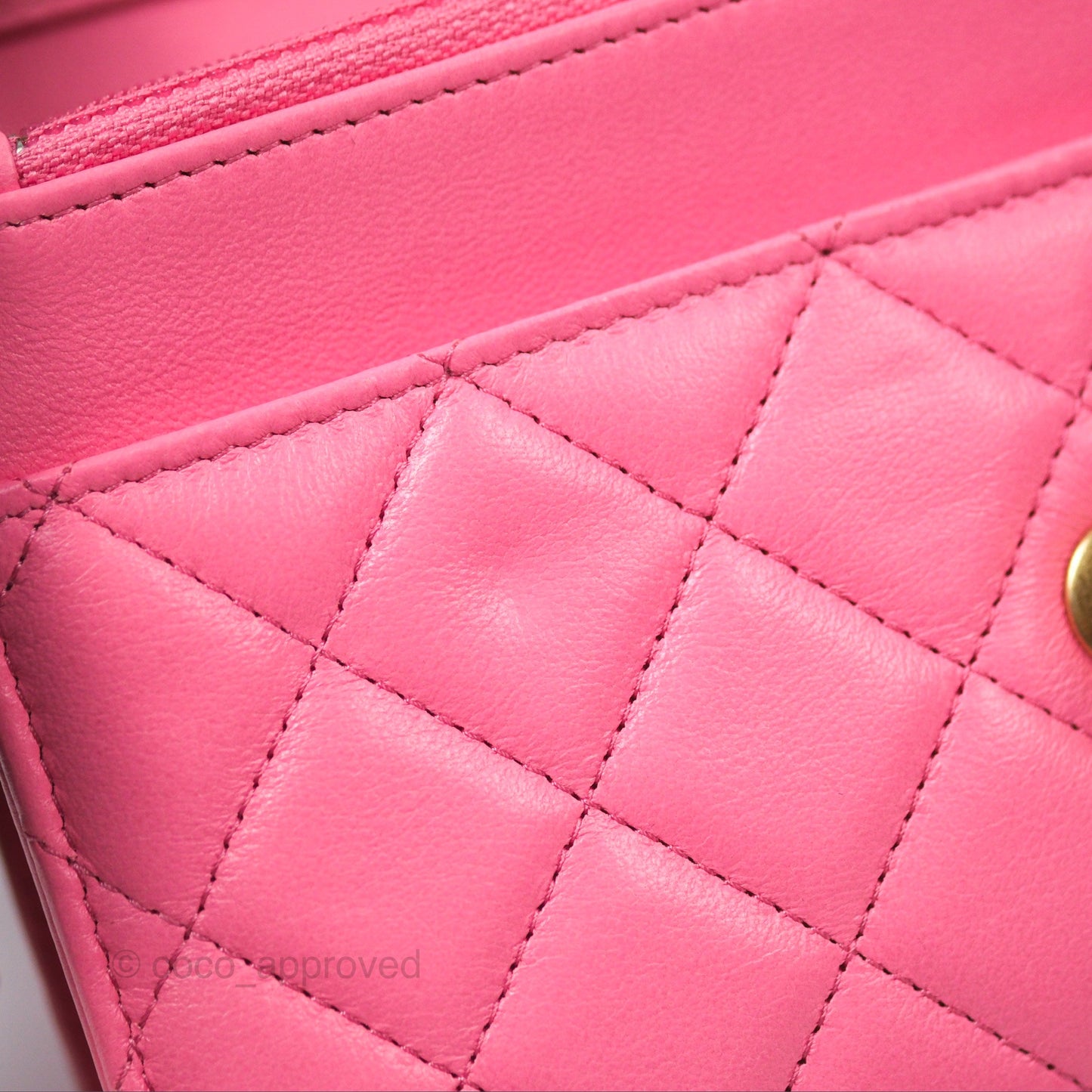Chanel Quilted Pearl Crush Wallet on Chain WOC Pink Lambskin Aged Gold Hardware