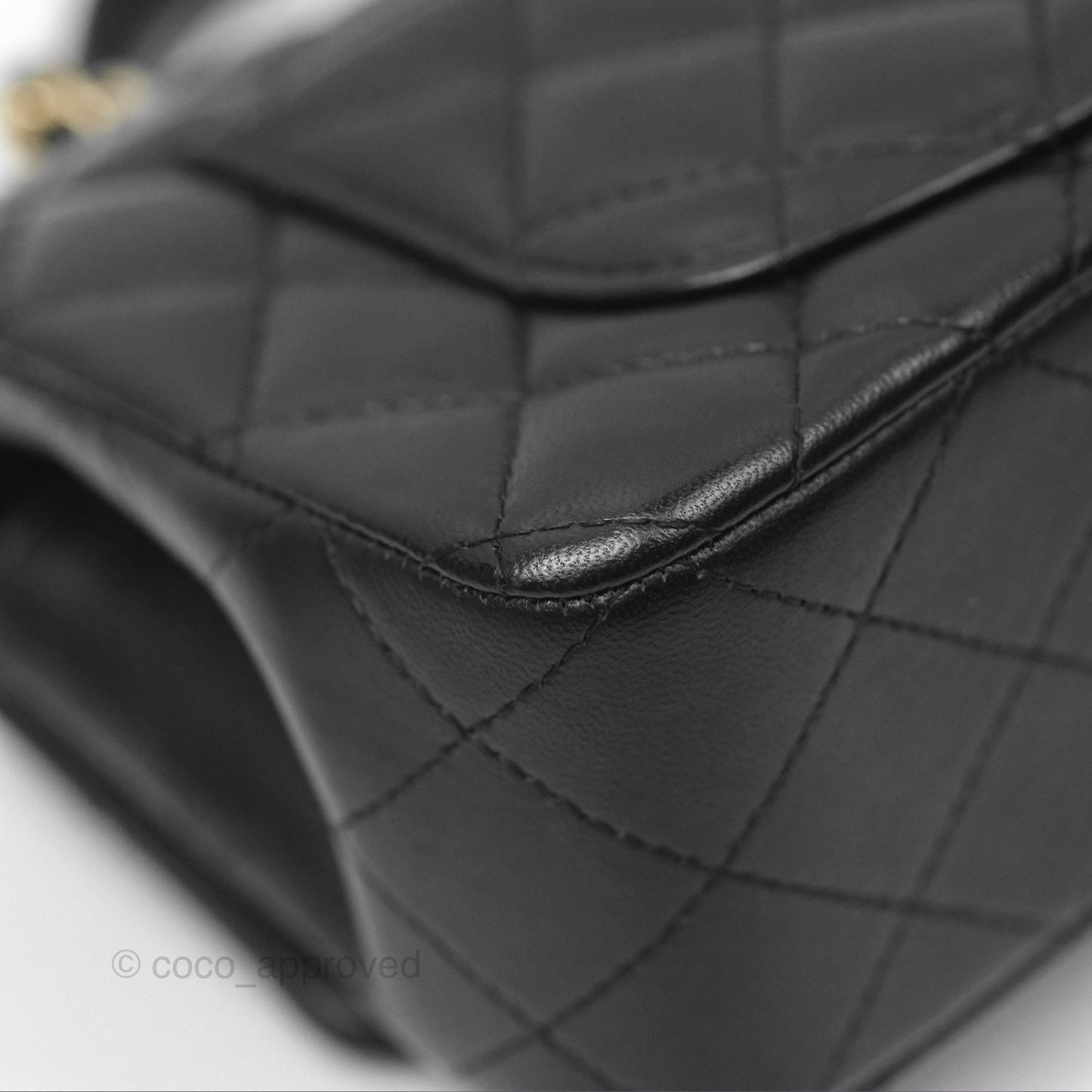 Chanel Top Handle Mini Rectangular Flap Bag Black Lambskin Gold Hardware
