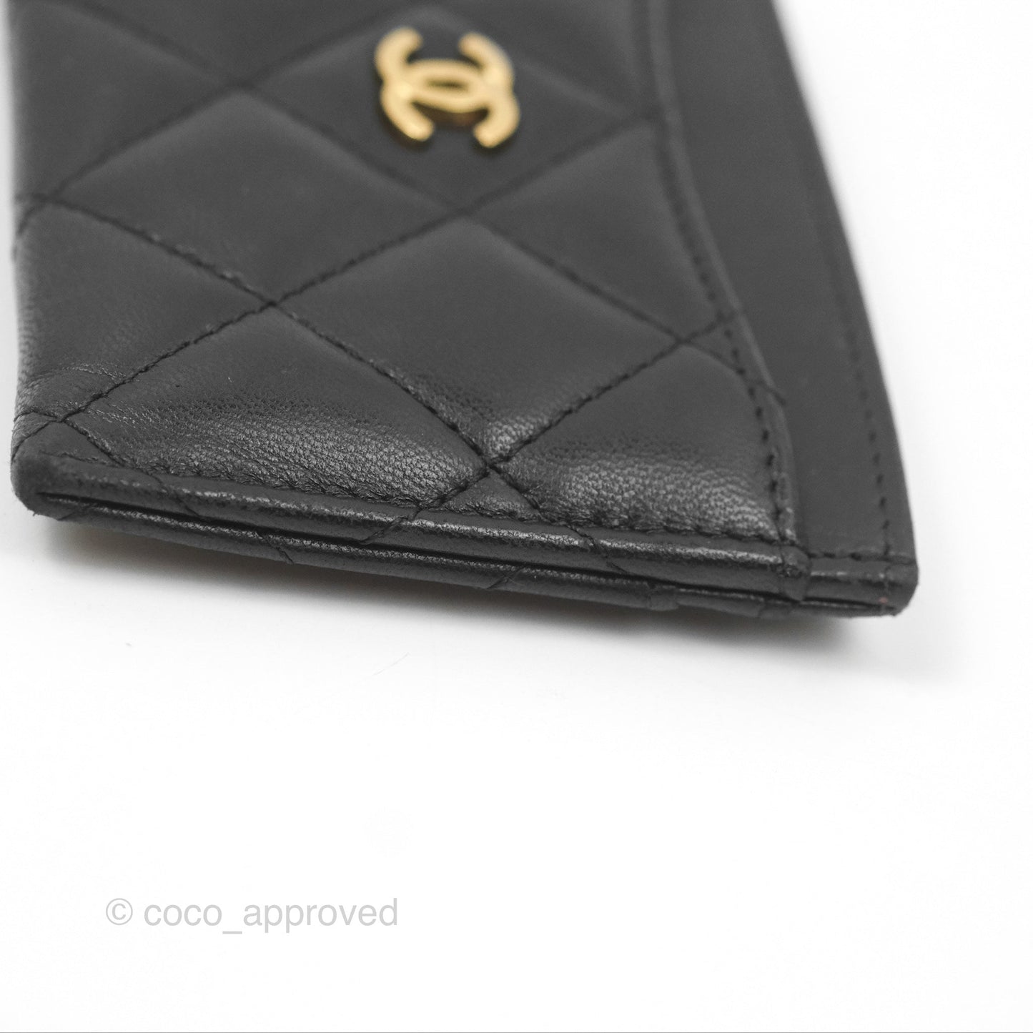 Chanel Classic Flat Card Holder Black Lambskin Gold Hardware