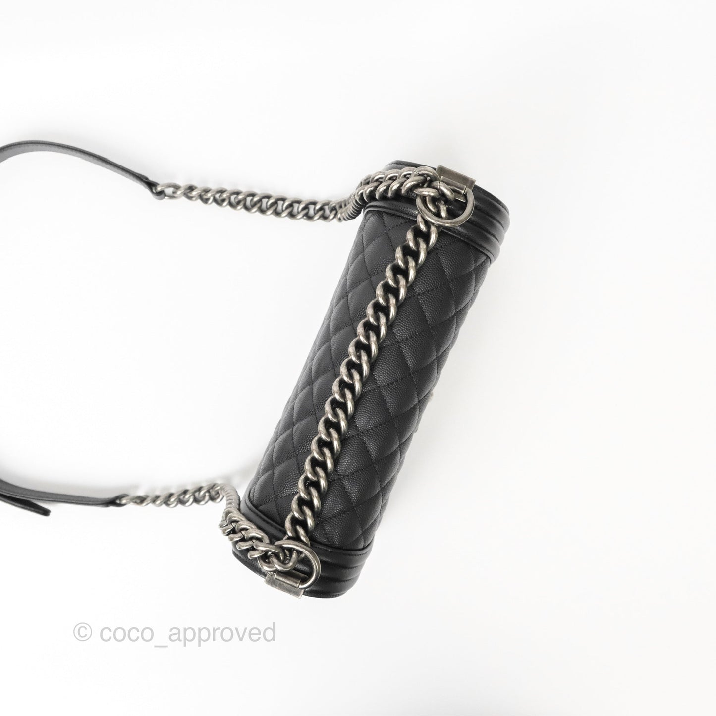 Chanel Medium Boy Quilted Black Caviar Ruthenium Hardware