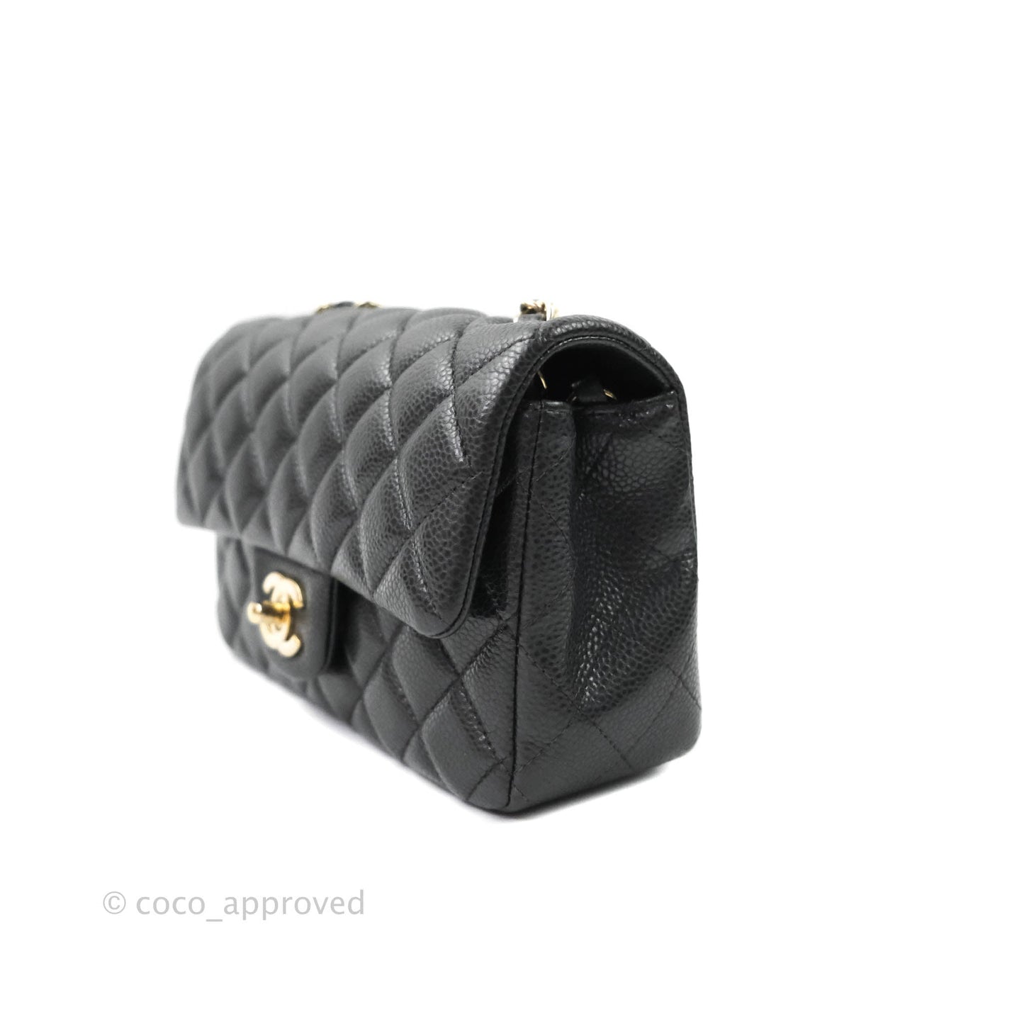 Chanel Classic Quilted Mini Rectangular Flap Pearly Grey Caviar Gold Hardware