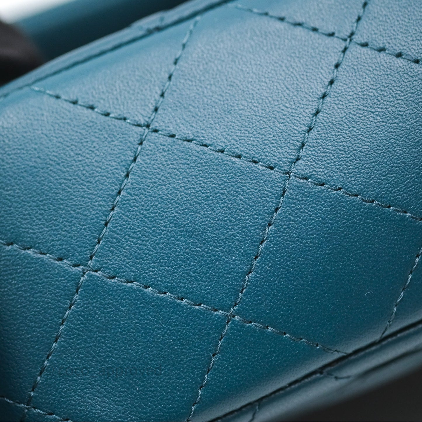 Chanel Quilted Mini Rectangular Flap Teal Green Lambskin Silver Hardware