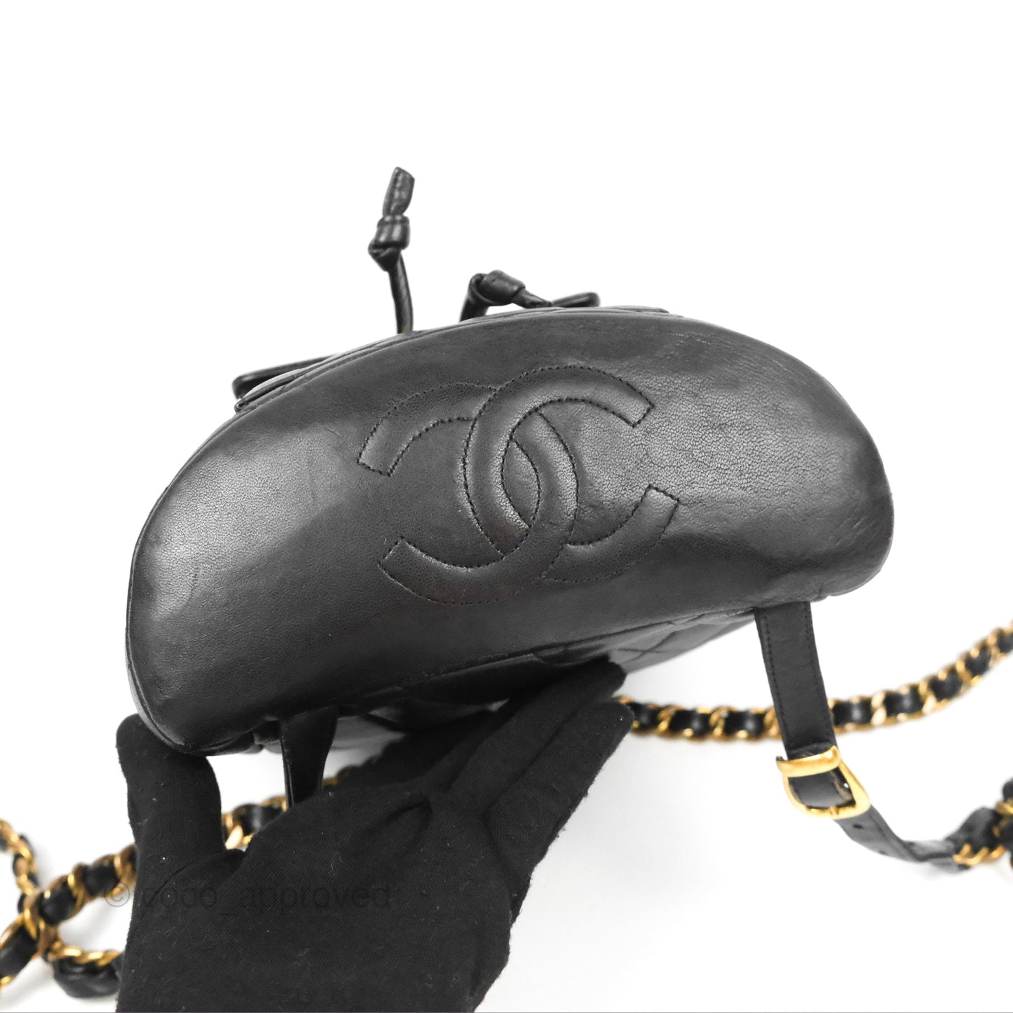 Chanel Vintage CC Duma Backpack Black Lambskin 24K Gold Hardware