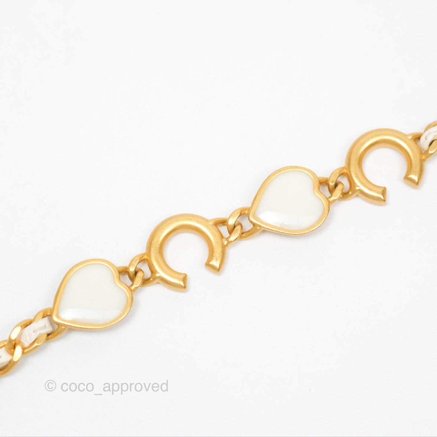 Chanel Quilted Wallet on Chain WOC Coco Heart Chain White Lambskin Aged Gold Hardware 22K