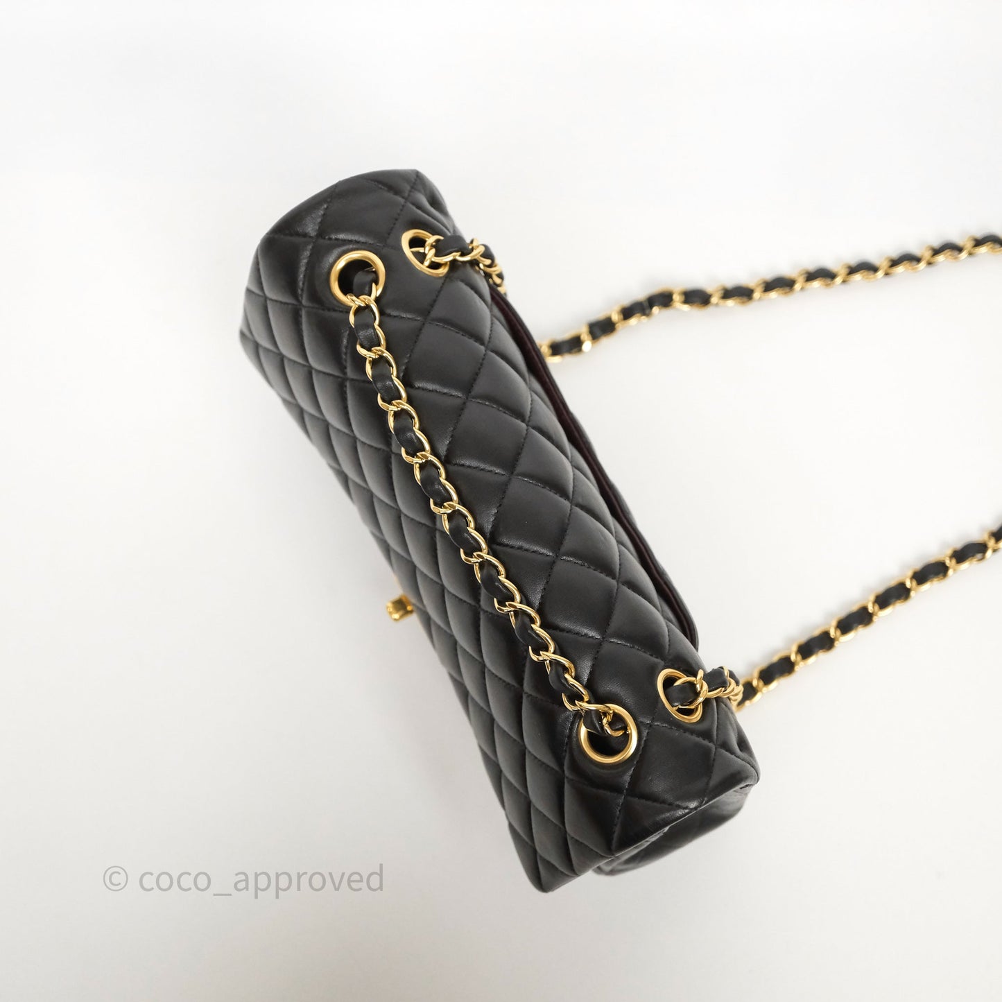 Chanel Classic M/L Medium Flap Quilted Black Lambskin Gold Hardware