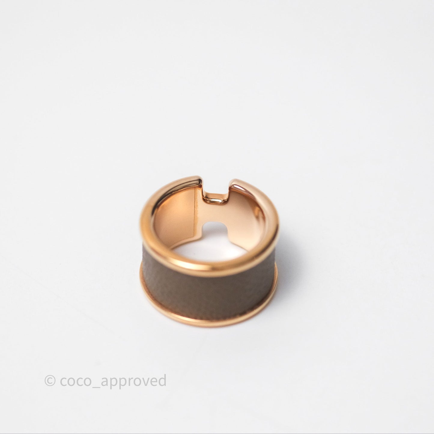 Hermès Olympe Ring Large Model Etoupe 18 Epsom Rose Gold Hardware