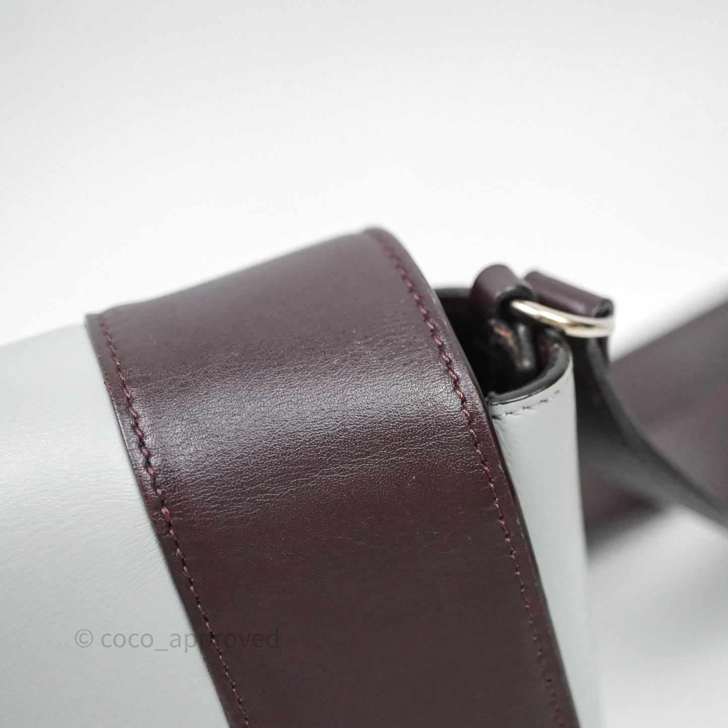 Celine Medium Frame Bag Burgundy / Pearl Blue Calfskin Silver Hardware