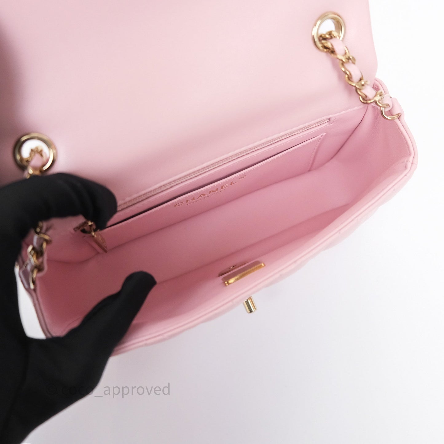 Chanel Quilted Extra Mini Rectangular Flap Pink Lambskin Gold Hardware