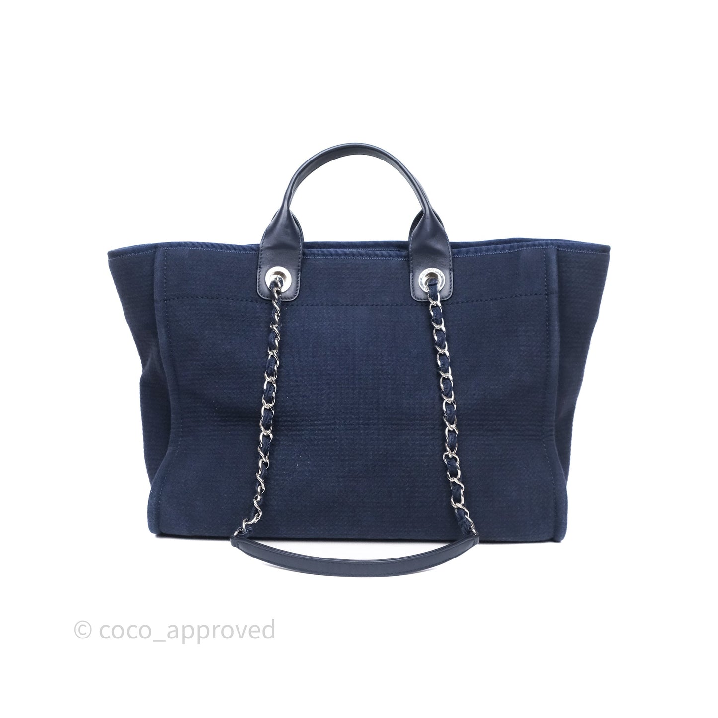 Chanel Large Deauville Navy Canvas Silver Hardware