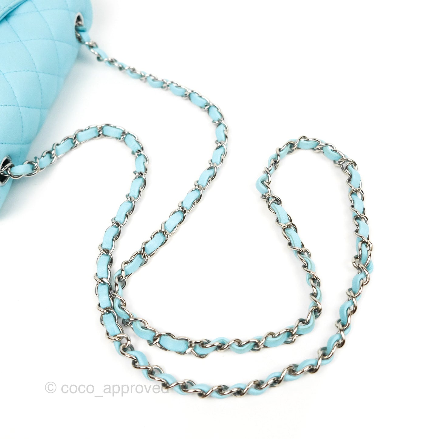 Chanel Quilted Mini Rectangular Flap Neon Blue Lambskin Silver Hardware 21S