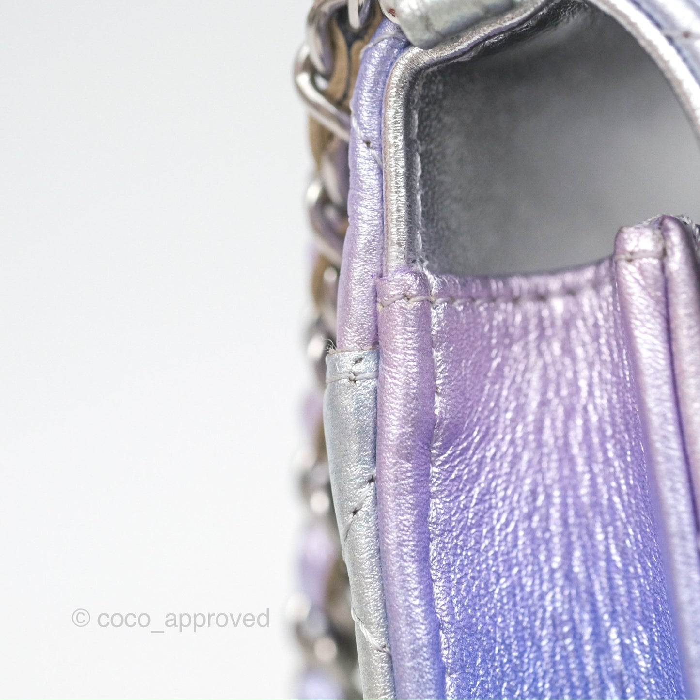 Chanel Classic Quilted Phone Holder Iridescent Rainbow Calfskin