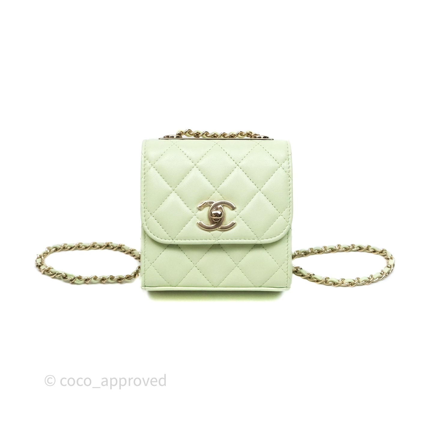 Chanel Mini Quilted Trendy CC Clutch With Chain Green Lambskin Gold Hardware
