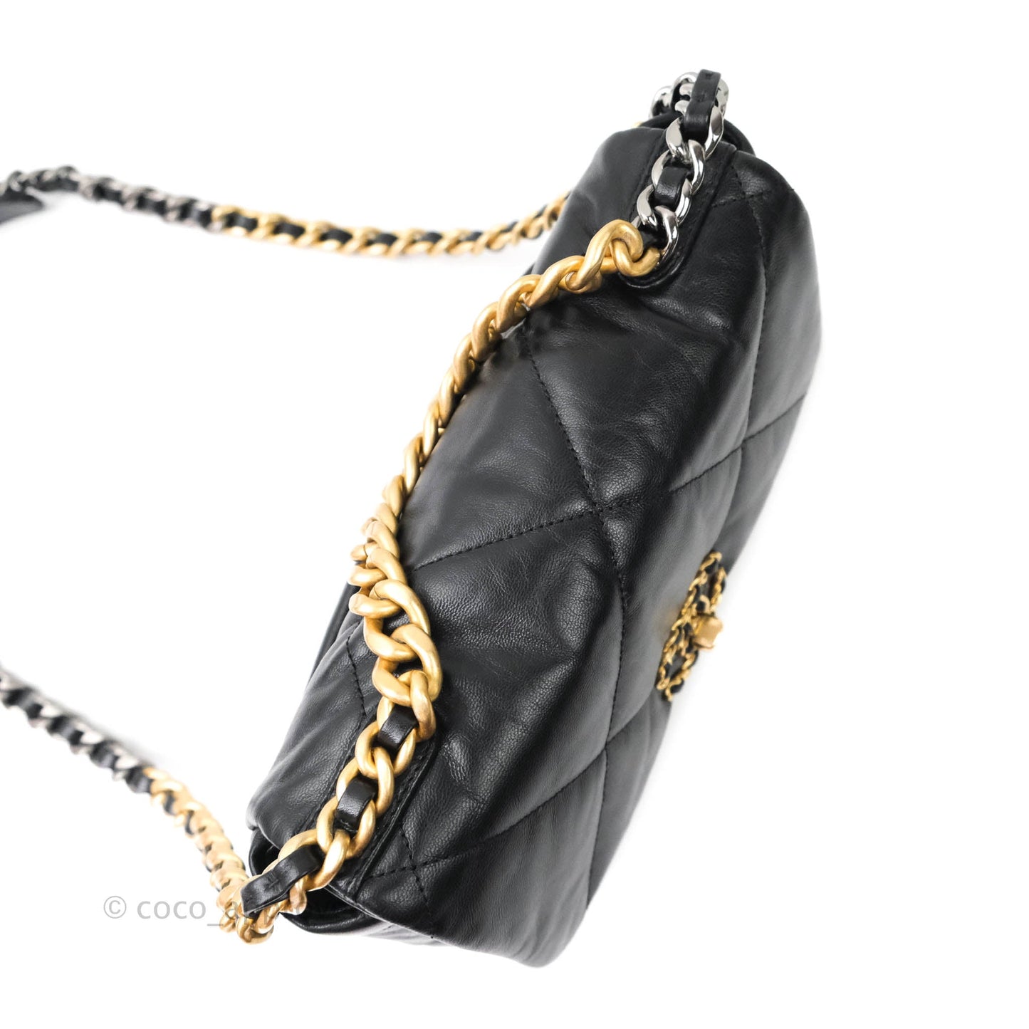 Chanel 19 Small Black Goatskin Mixed Hardware Goatskin