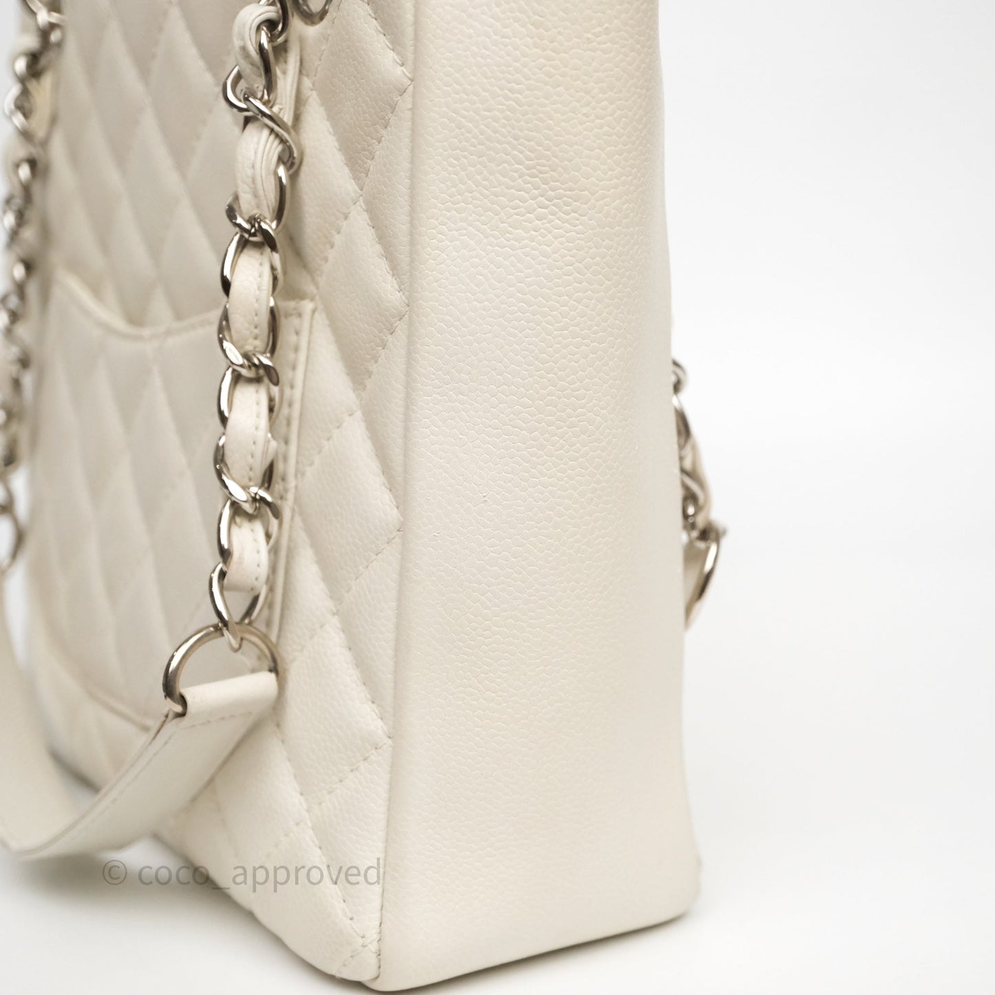 Chanel Vertical GST White Caviar Silver Hardware