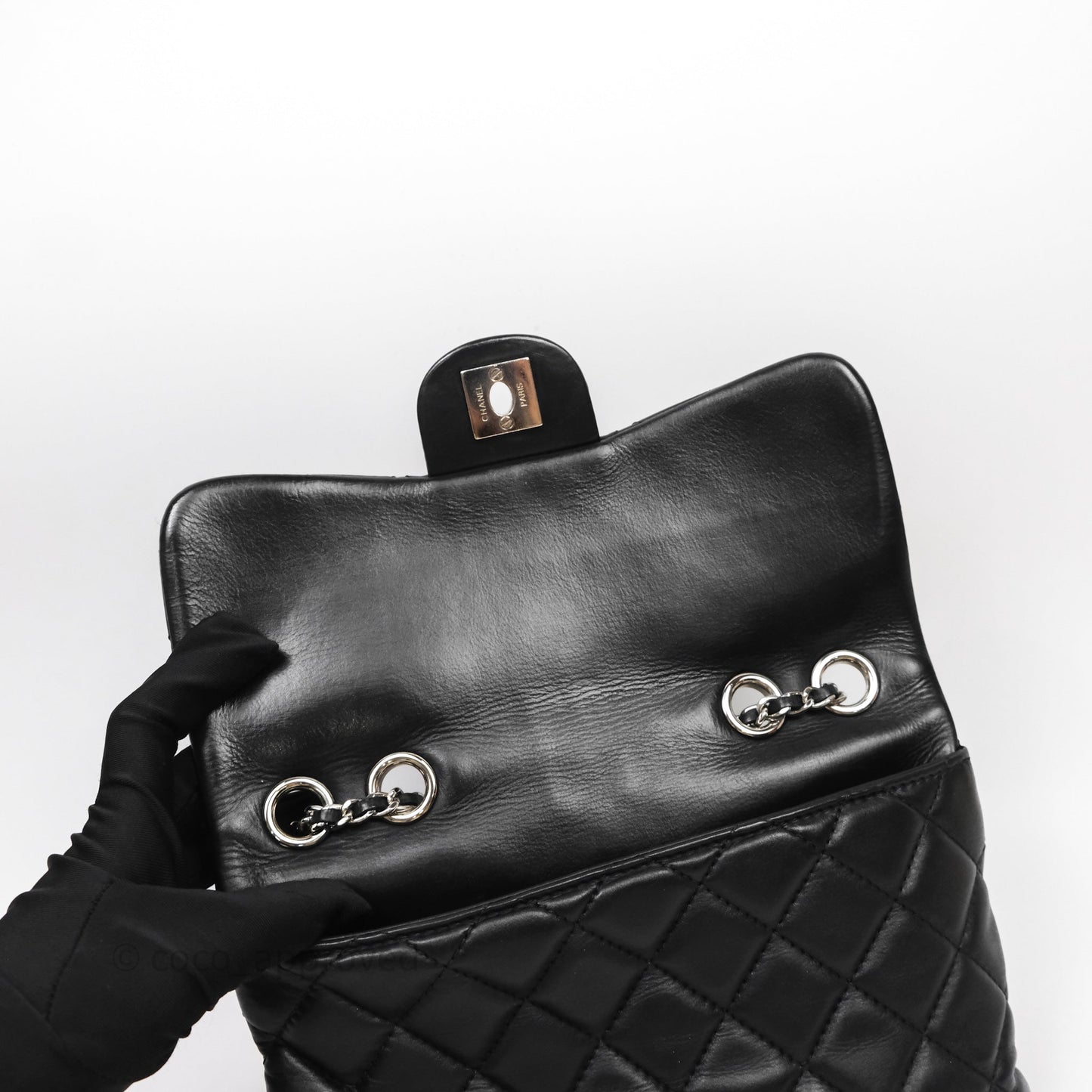 Chanel Quilted Flap Black Calfskin Silver Hardware