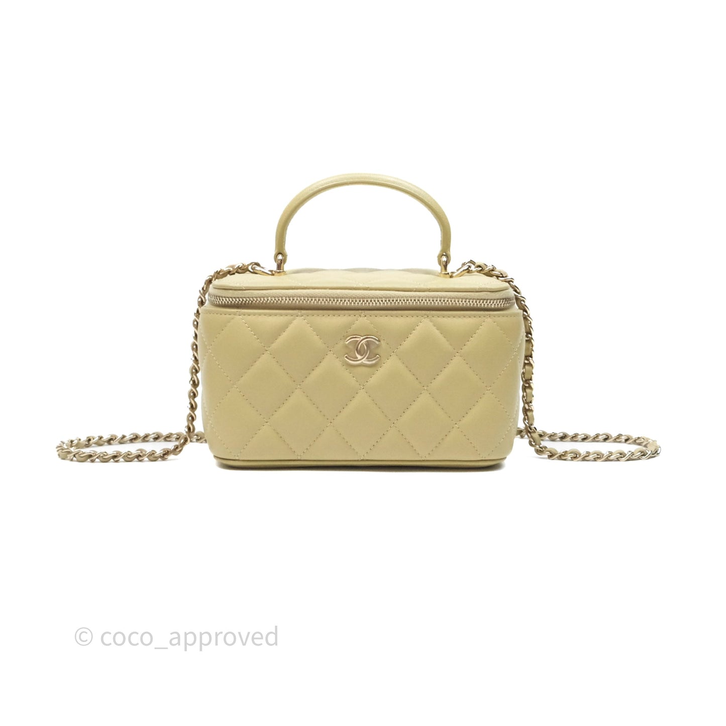 Chanel Top Handle Vanity with Chain Olive Green Lambskin Aged Gold Hardware