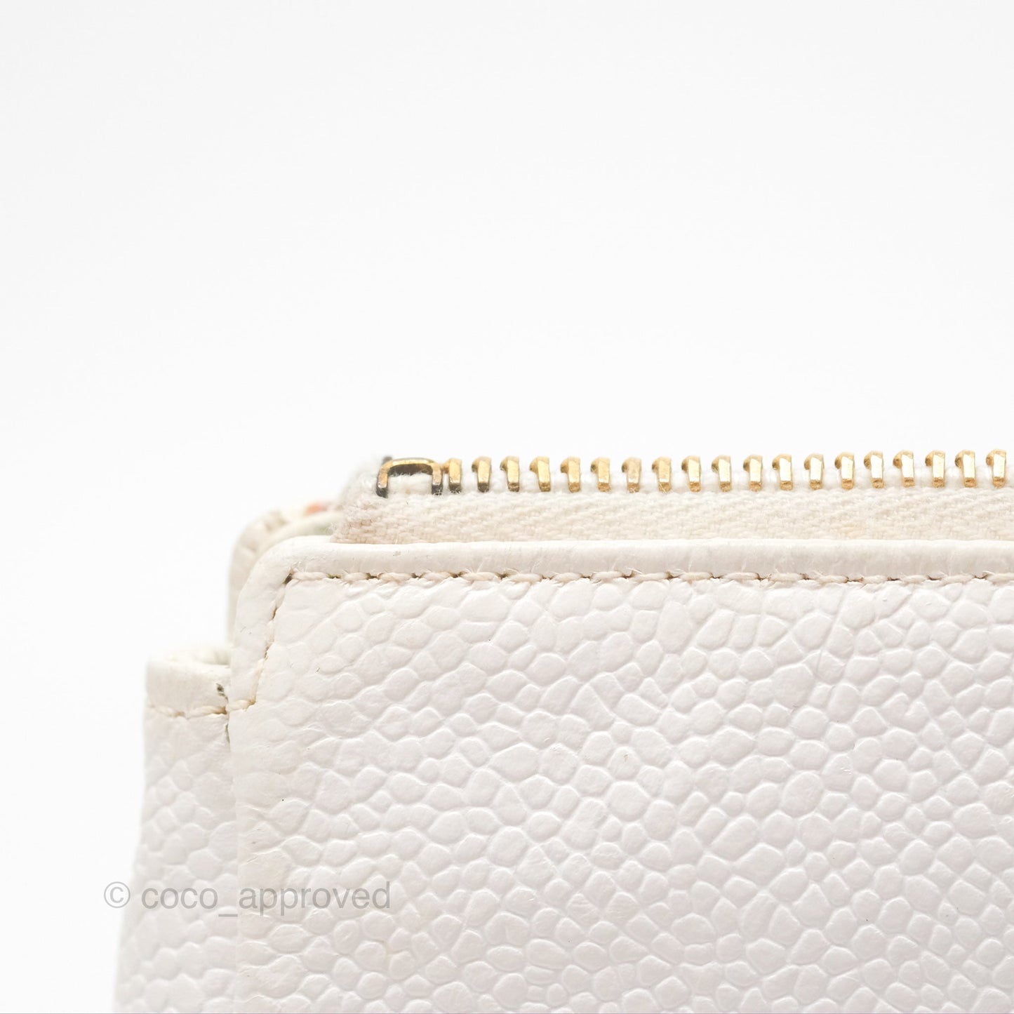 Chanel Vintage CC Clutch White Caviar Gold Hardware